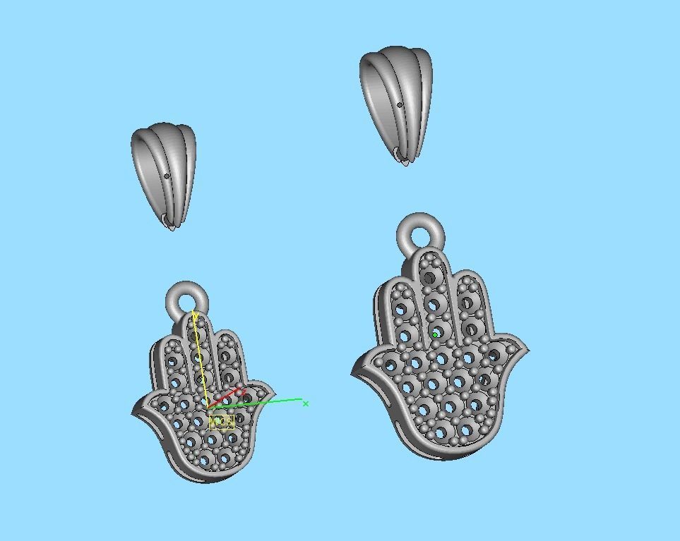Small Hamsa Hand Pendant Necklace Two Sizes  3dmodel 3D print model_9