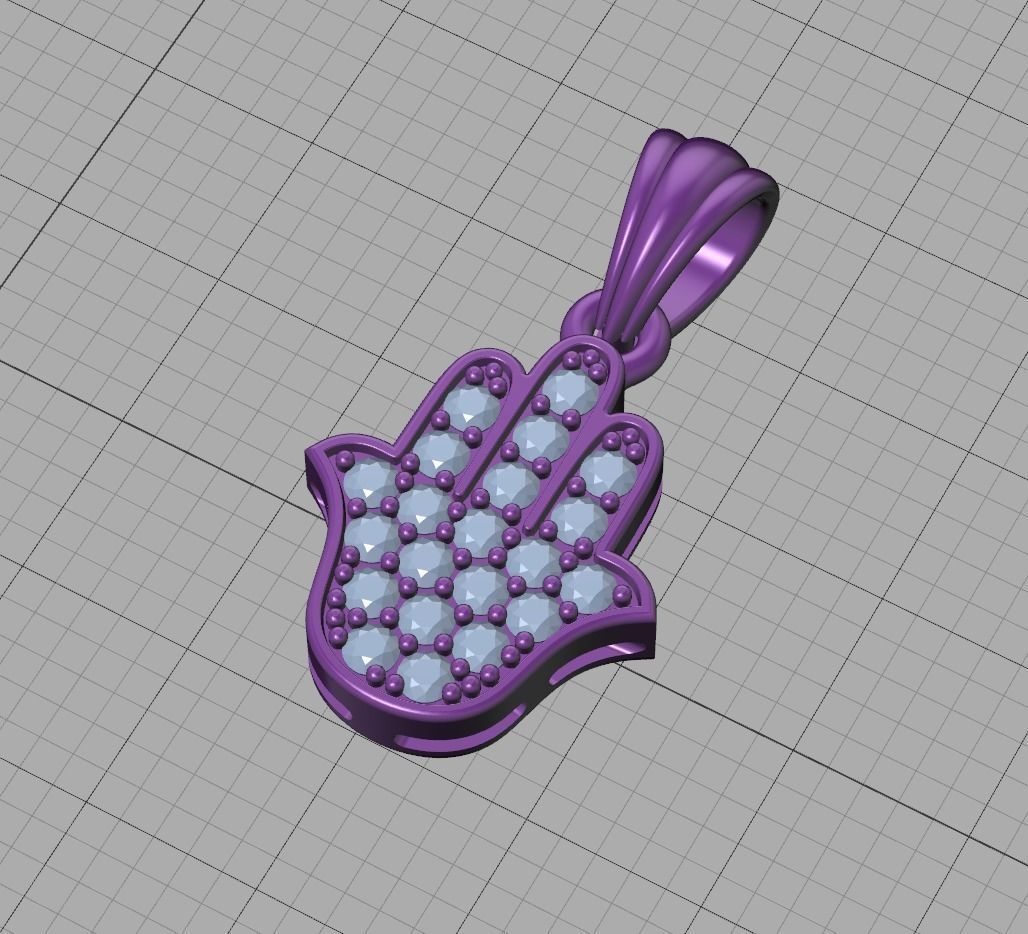 Small Hamsa Hand Pendant Necklace Two Sizes  3dmodel 3D print model_15