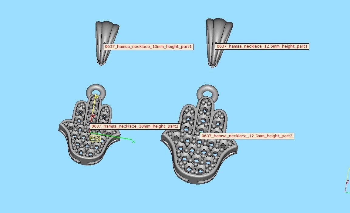 Small Hamsa Hand Pendant Necklace Two Sizes  3dmodel 3D print model_11