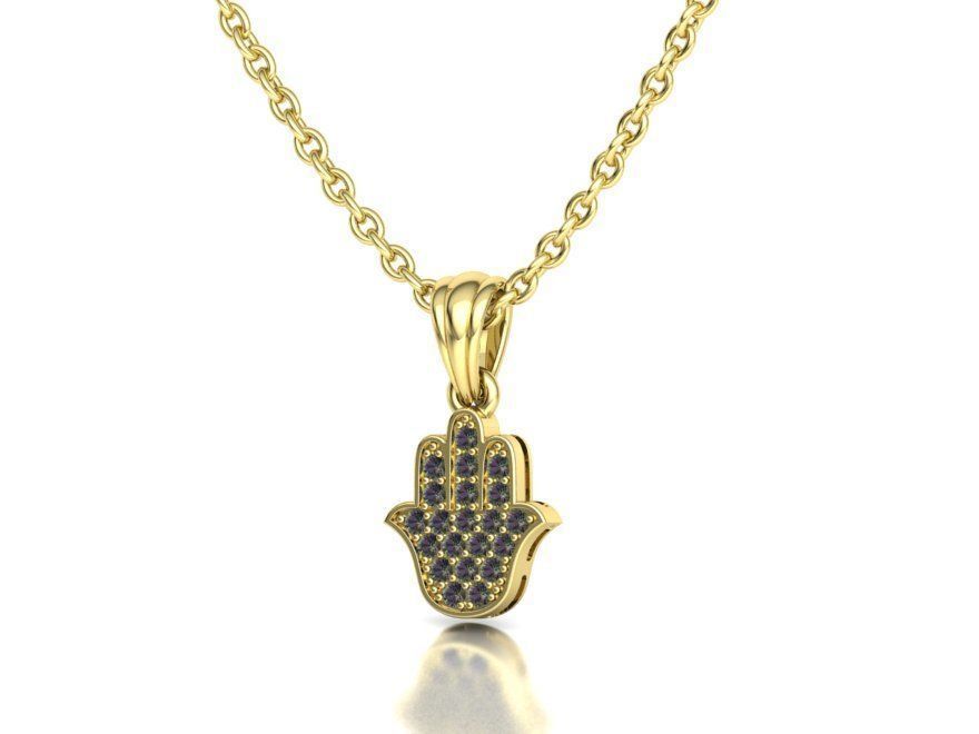 Small Hamsa Hand Pendant Necklace Two Sizes  3dmodel 3D print model_36