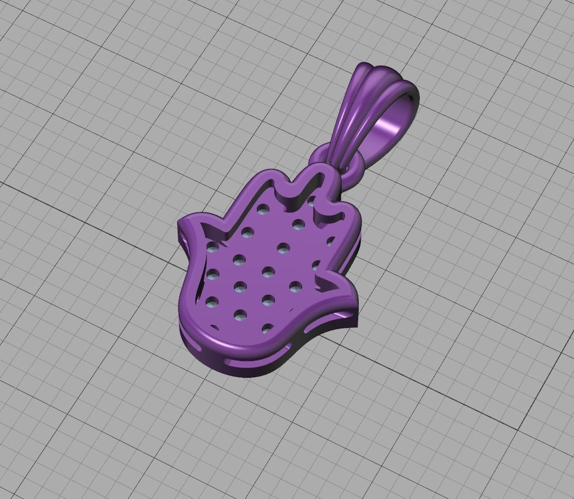 Small Hamsa Hand Pendant Necklace Two Sizes  3dmodel 3D print model_16