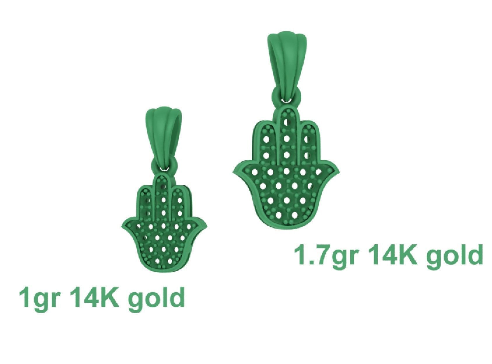 Small Hamsa Hand Pendant Necklace Two Sizes  3dmodel 3D print model_12