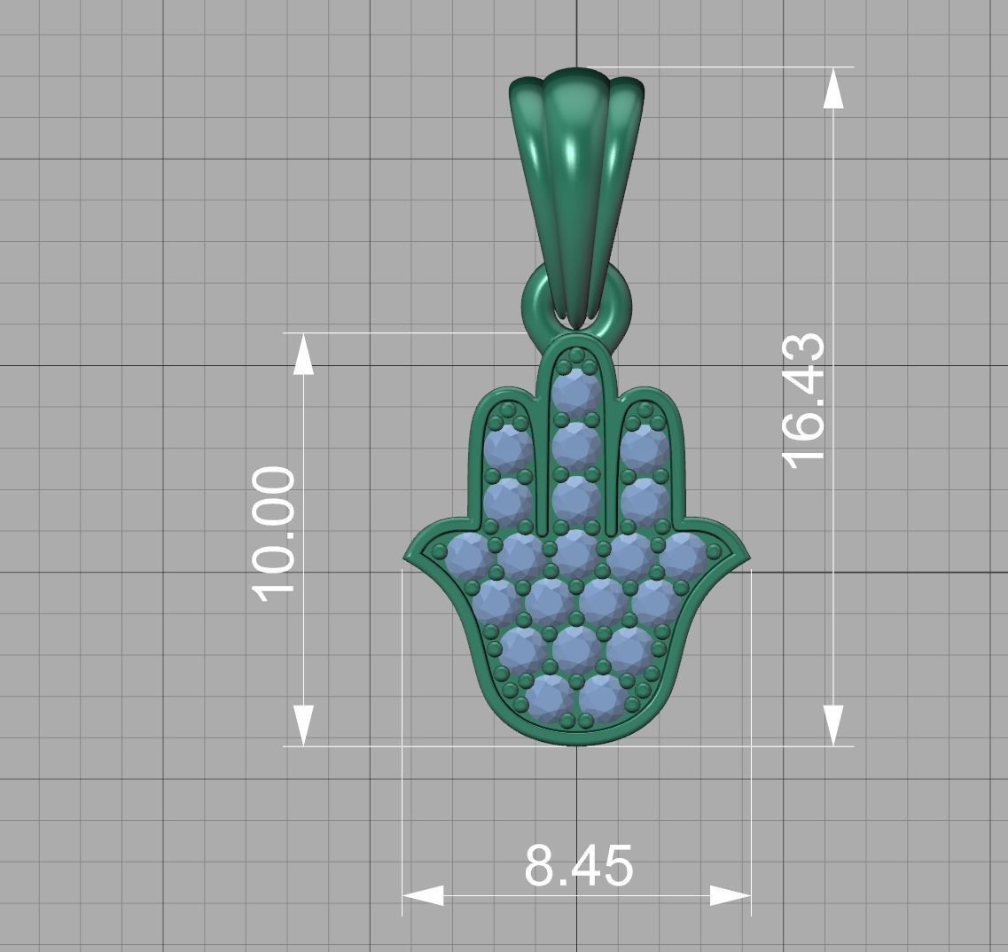 Small Hamsa Hand Pendant Necklace Two Sizes  3dmodel 3D print model_18