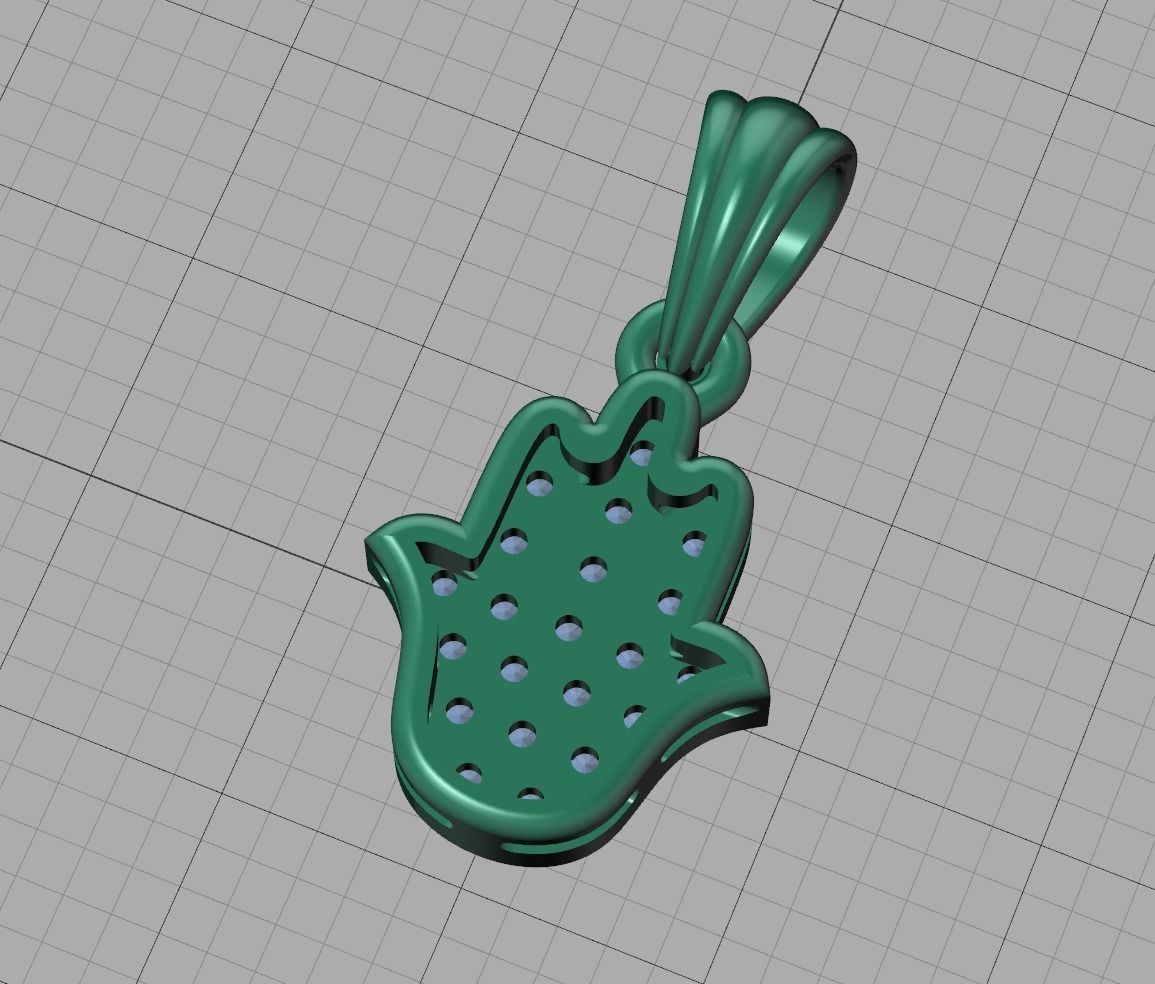 Small Hamsa Hand Pendant Necklace Two Sizes  3dmodel 3D print model_21