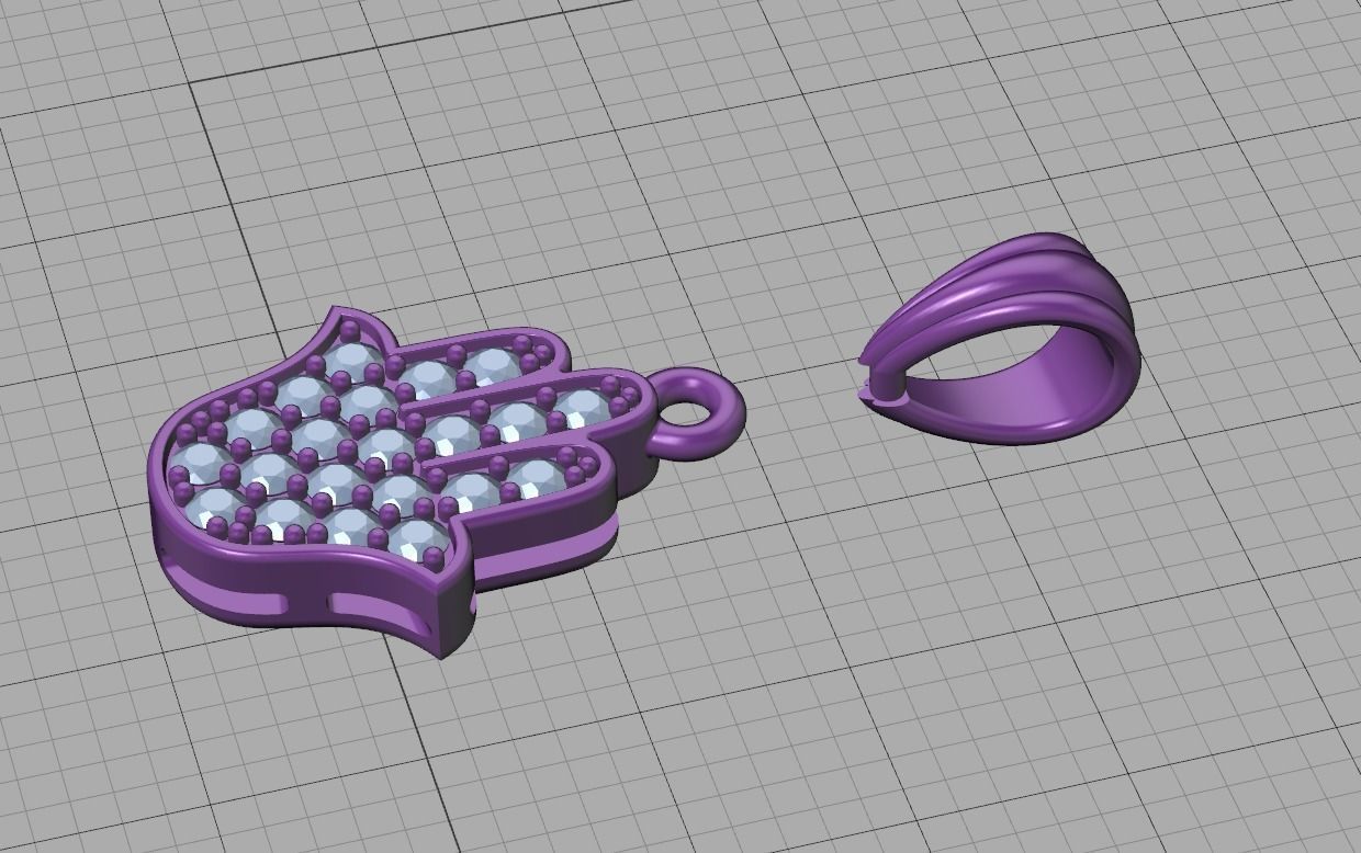 Small Hamsa Hand Pendant Necklace Two Sizes  3dmodel 3D print model_17