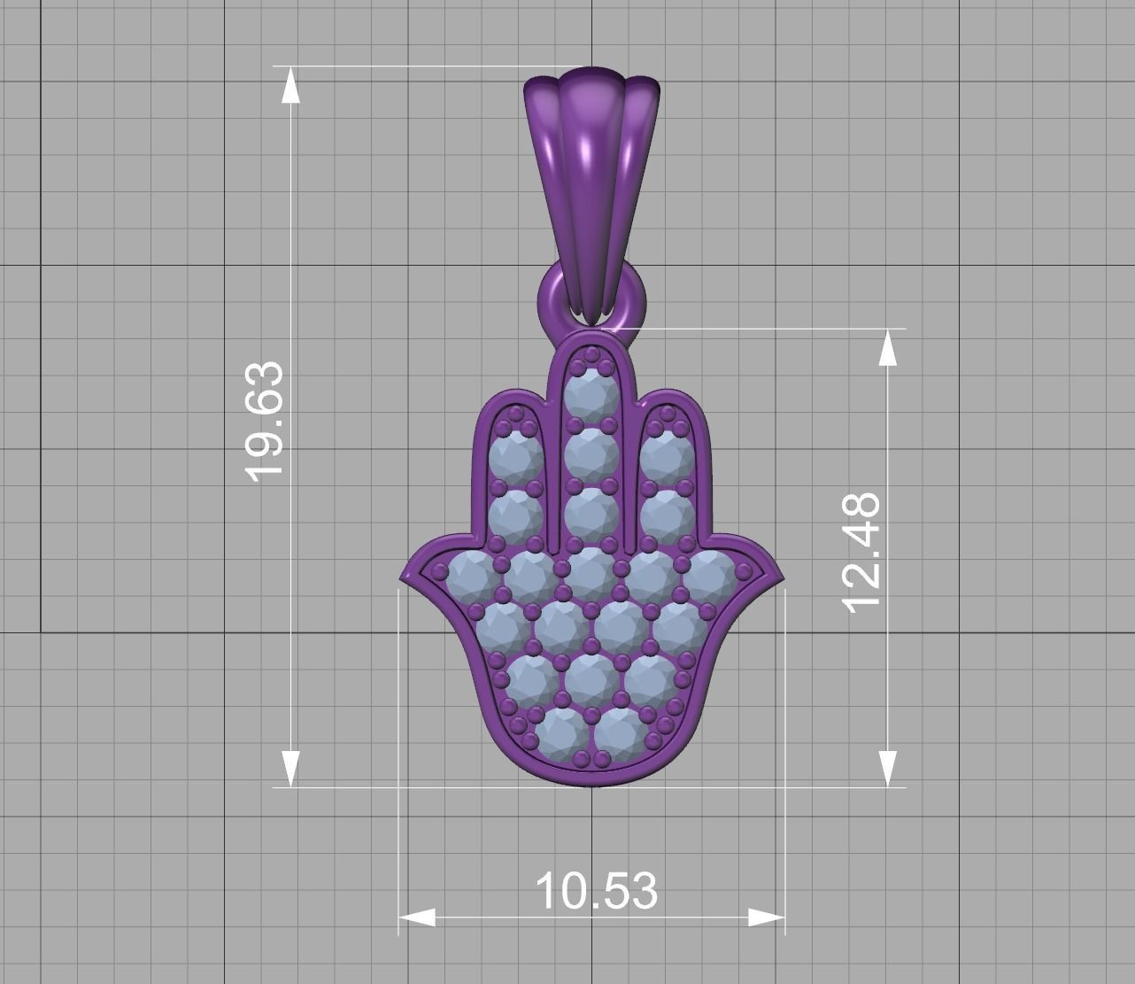Small Hamsa Hand Pendant Necklace Two Sizes  3dmodel 3D print model_13