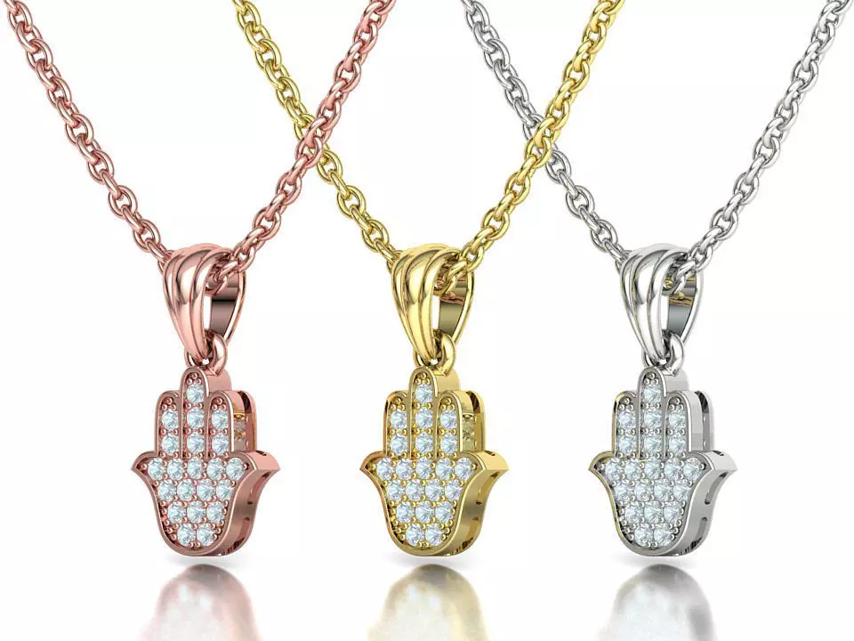 Small Hamsa Hand Pendant Necklace Two Sizes  3dmodel 3D print model_0