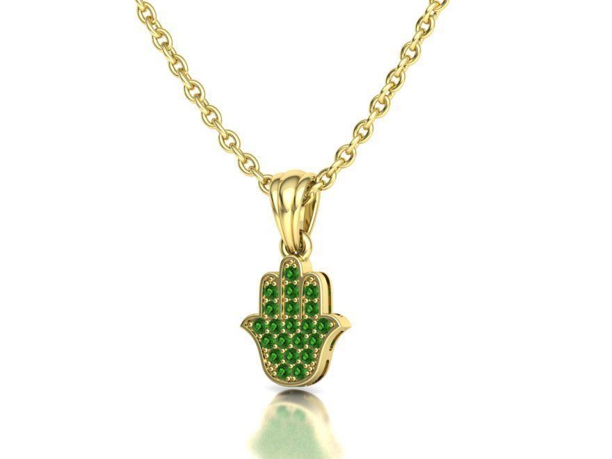 Small Hamsa Hand Pendant Necklace Two Sizes  3dmodel 3D print model_37
