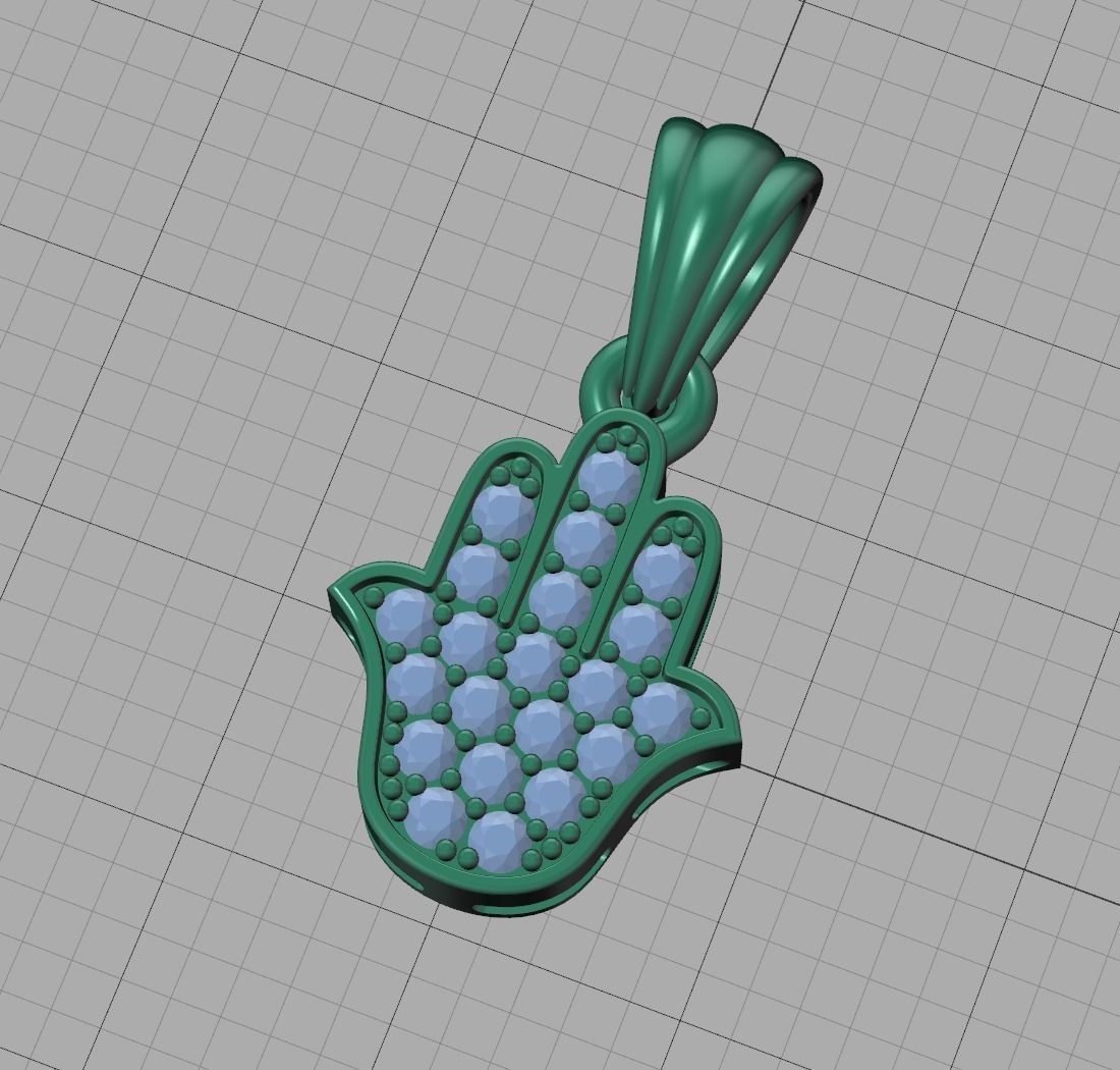 Small Hamsa Hand Pendant Necklace Two Sizes  3dmodel 3D print model_20