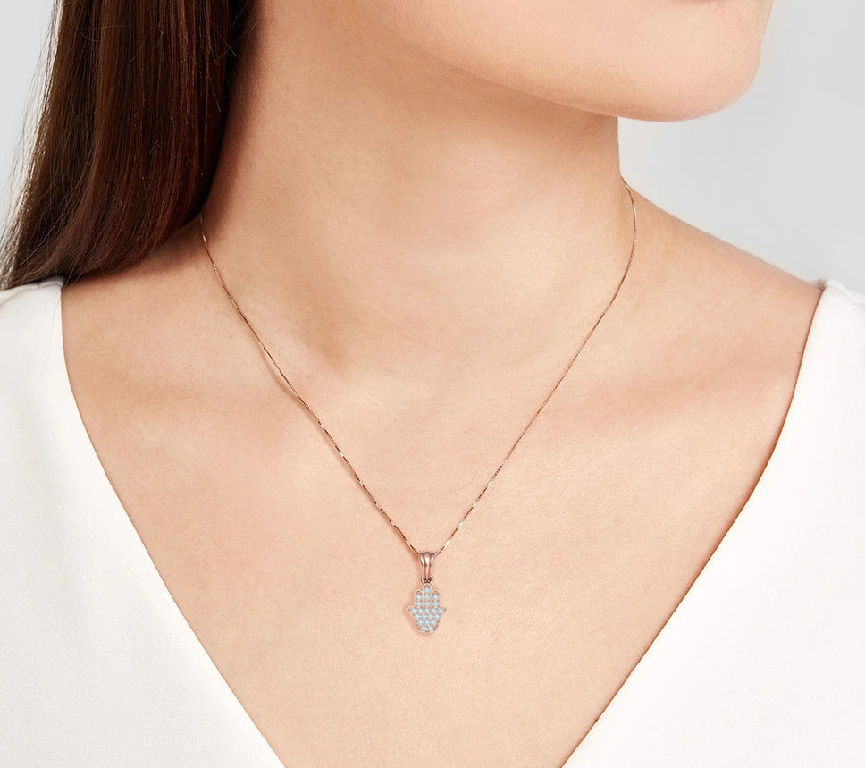 Small Hamsa Hand Pendant Necklace Two Sizes  3dmodel 3D print model_4