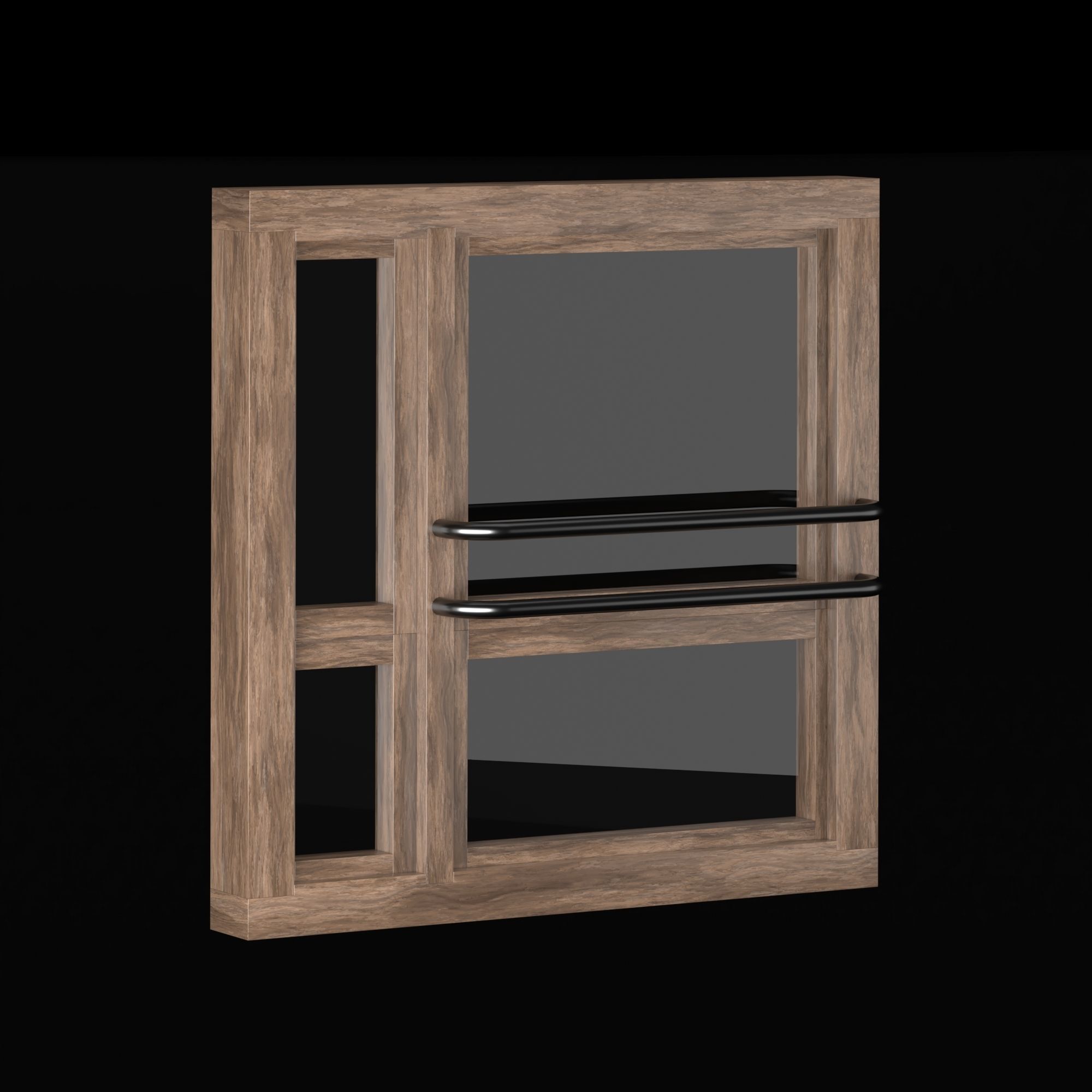 Modern Wooden windows 3D model_2
