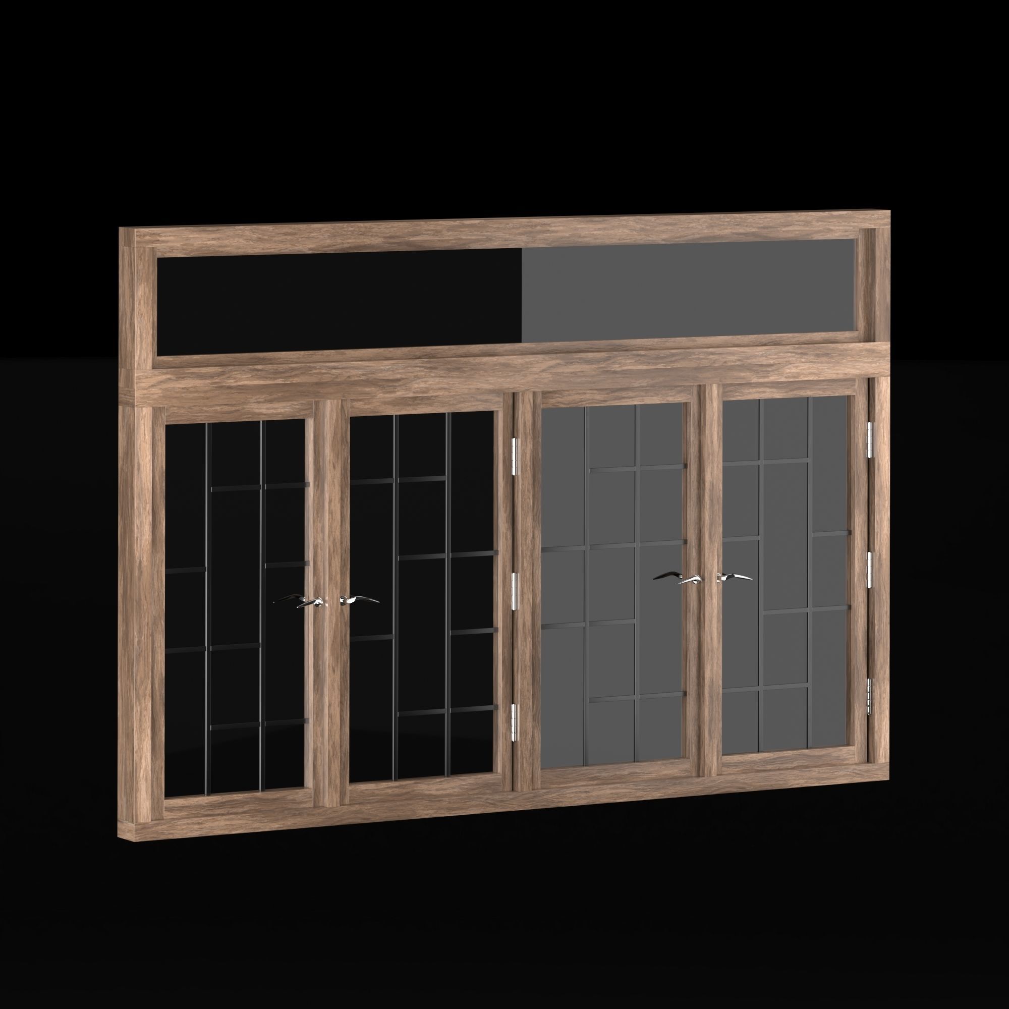 Modern Wooden windows 3D model_6