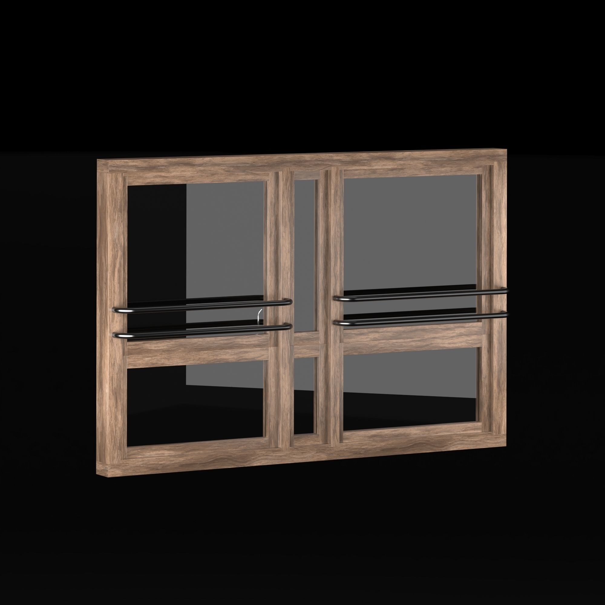 Modern Wooden windows 3D model_1