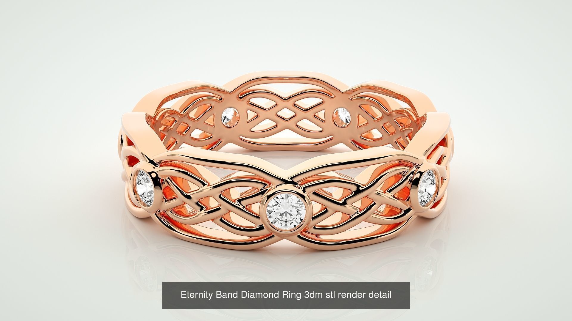 138 Eternity Band Diamond Ring 3dm stl render detail 3D Model Collection_15