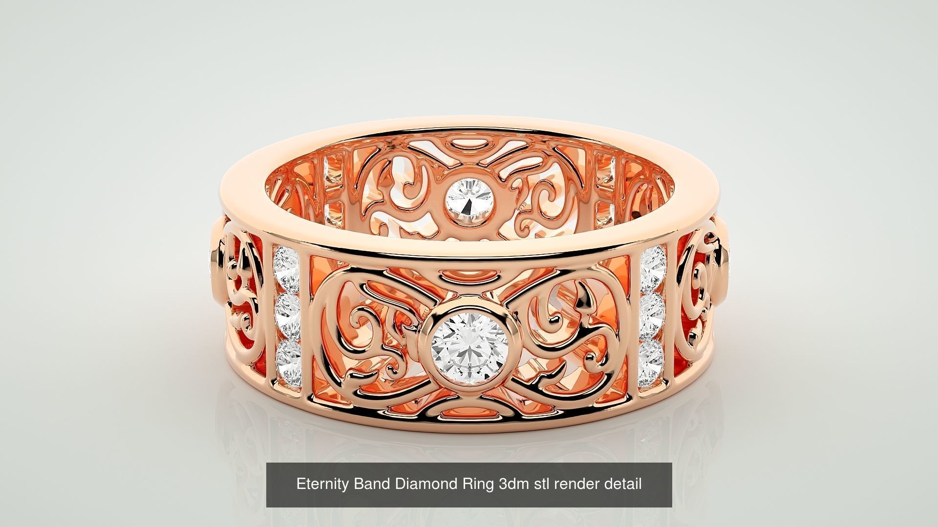 138 Eternity Band Diamond Ring 3dm stl render detail 3D Model Collection_31