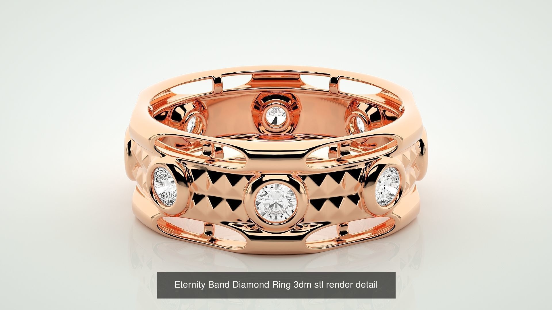 138 Eternity Band Diamond Ring 3dm stl render detail 3D Model Collection_9