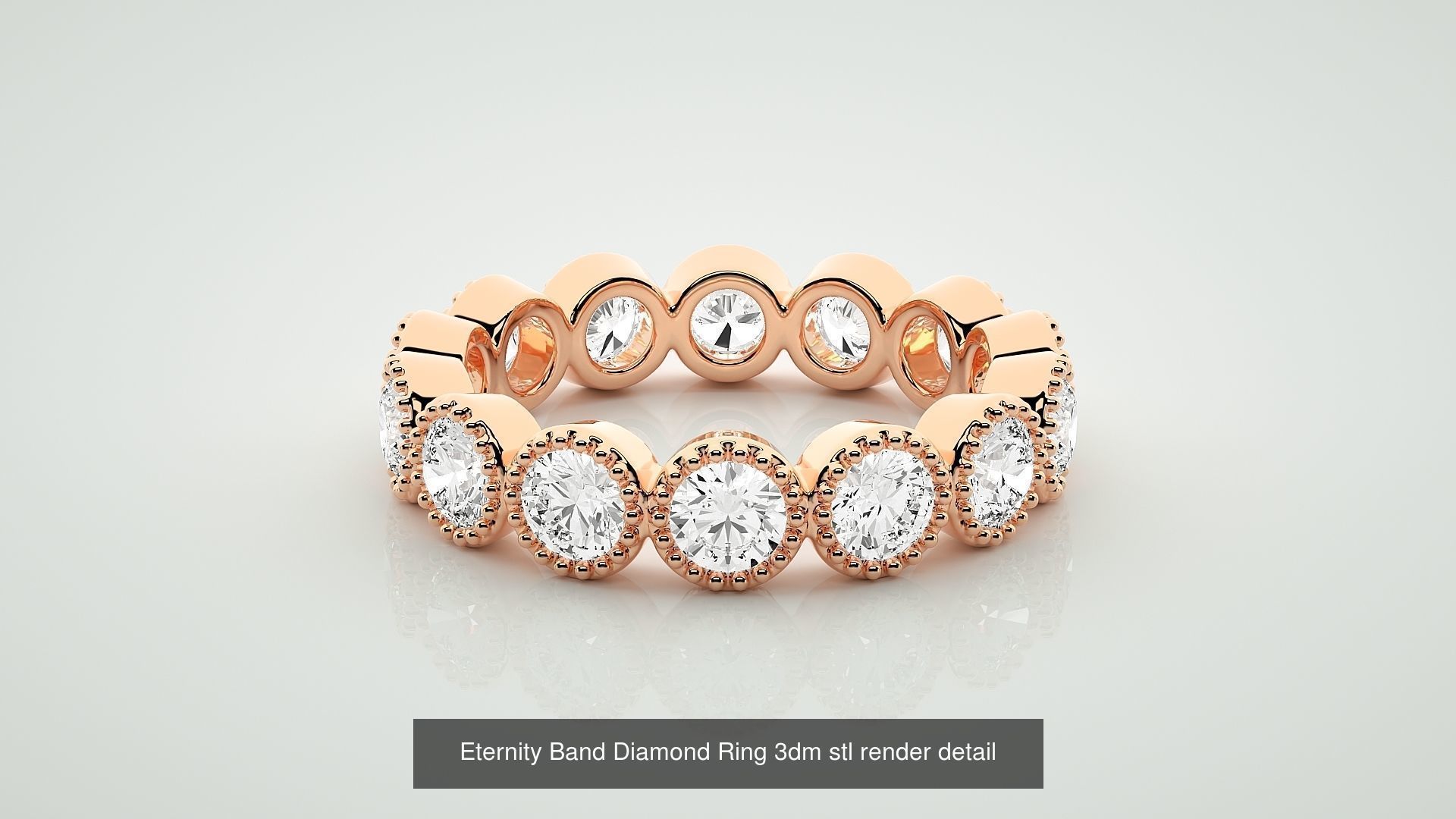 138 Eternity Band Diamond Ring 3dm stl render detail 3D Model Collection_34