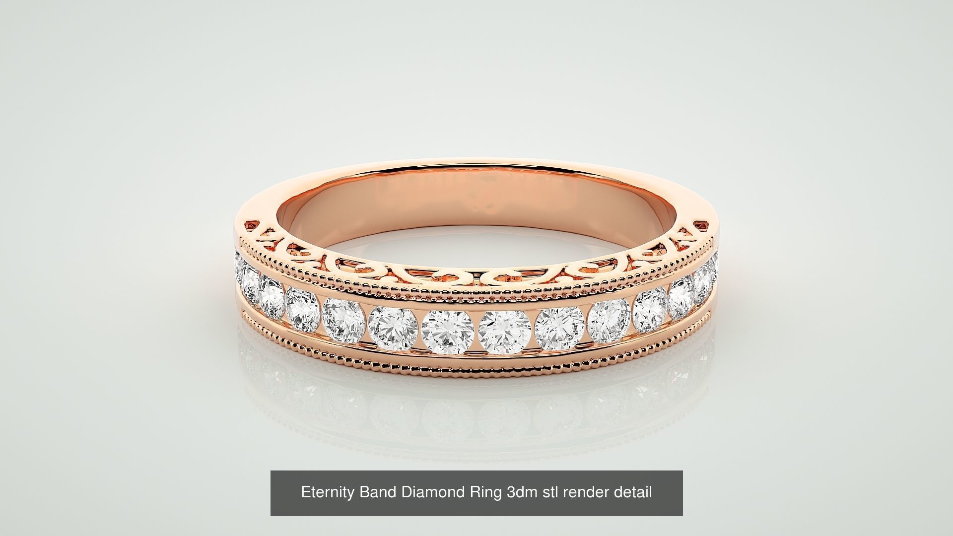 138 Eternity Band Diamond Ring 3dm stl render detail 3D Model Collection_123