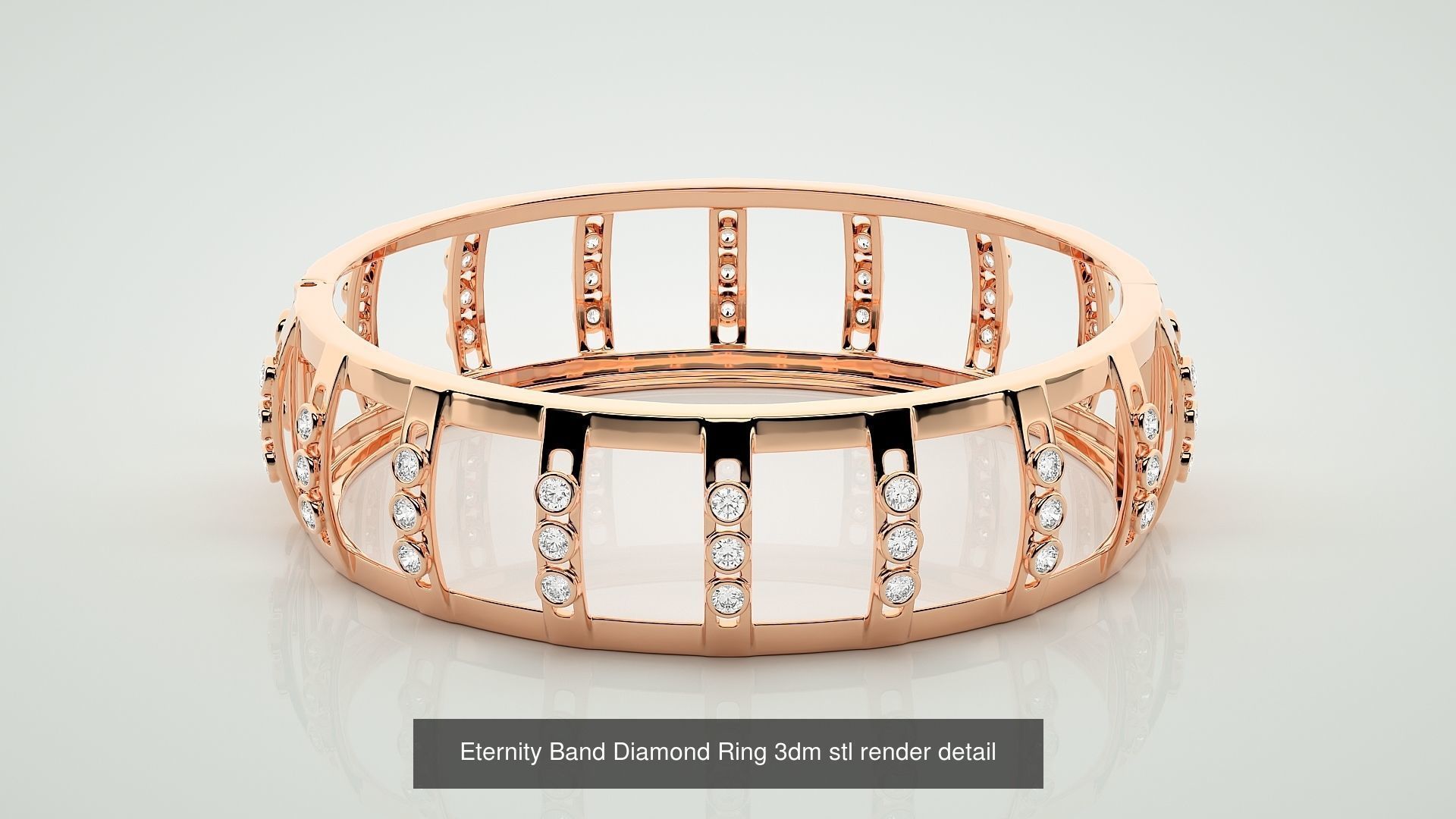 138 Eternity Band Diamond Ring 3dm stl render detail 3D Model Collection_49