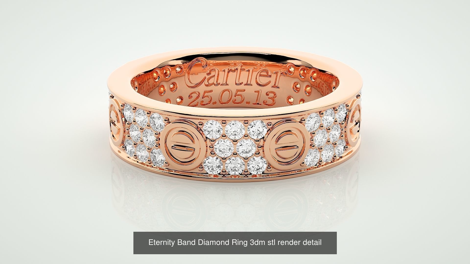 138 Eternity Band Diamond Ring 3dm stl render detail 3D Model Collection_63