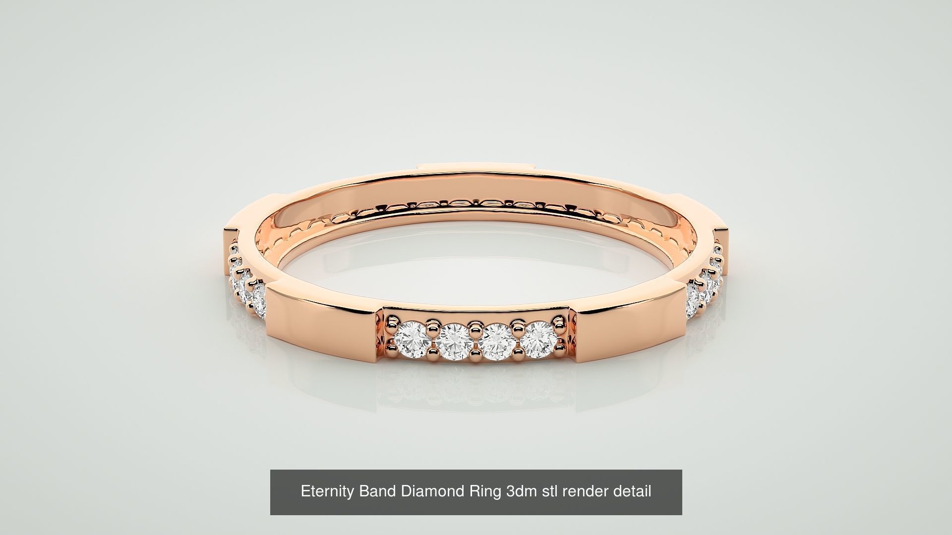 138 Eternity Band Diamond Ring 3dm stl render detail 3D Model Collection_132