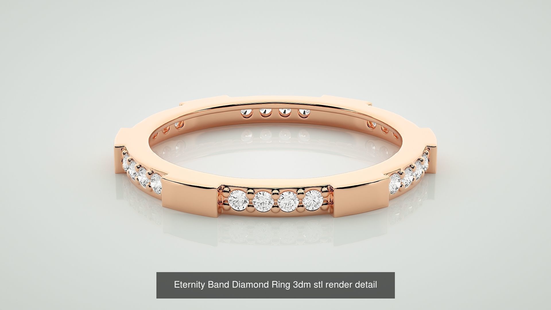 138 Eternity Band Diamond Ring 3dm stl render detail 3D Model Collection_131