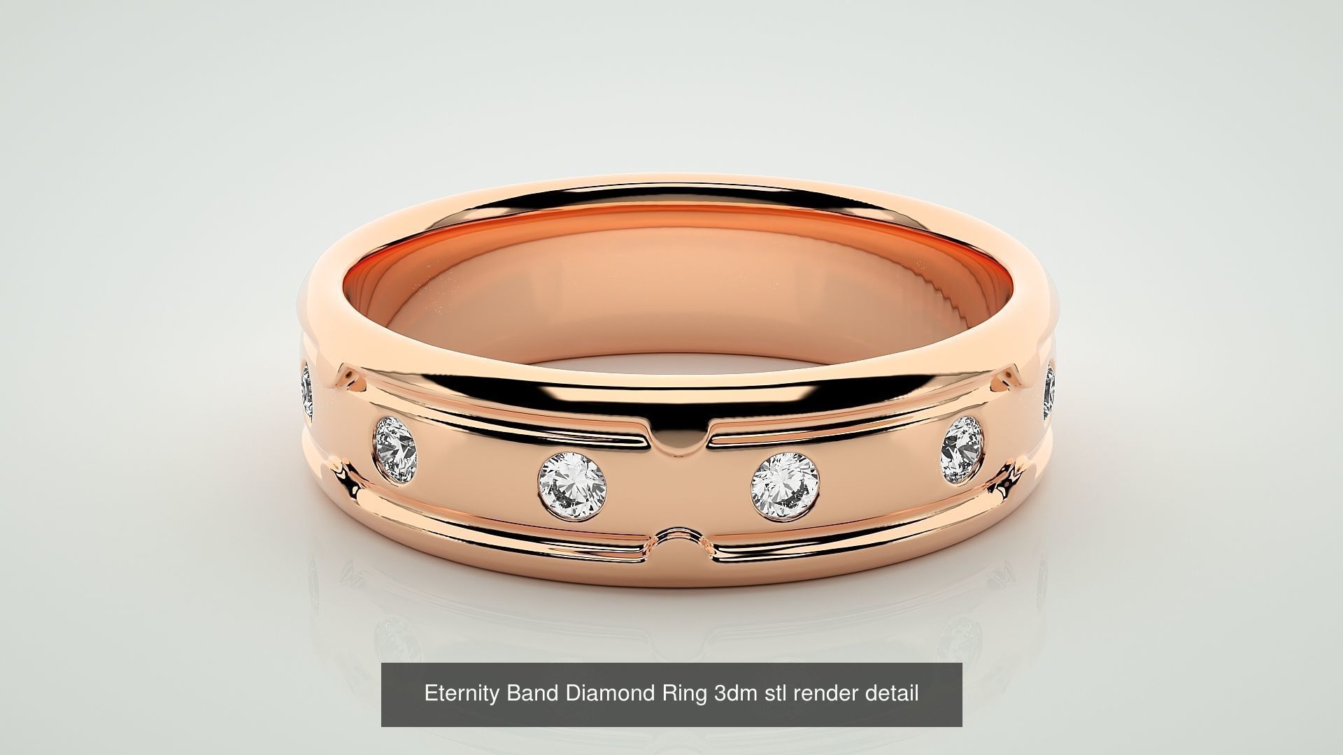 138 Eternity Band Diamond Ring 3dm stl render detail 3D Model Collection_39