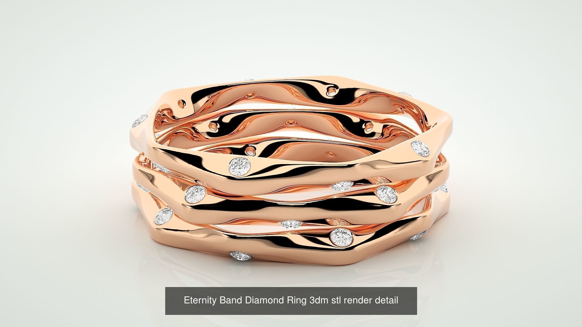 138 Eternity Band Diamond Ring 3dm stl render detail 3D Model Collection_48