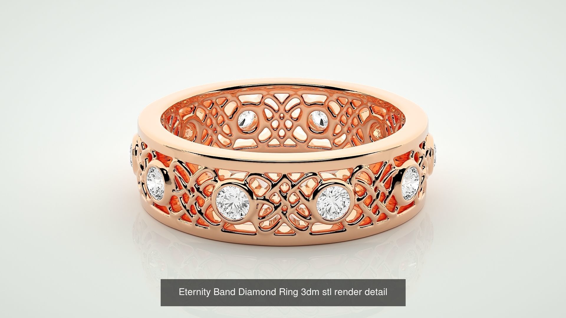 138 Eternity Band Diamond Ring 3dm stl render detail 3D Model Collection_14
