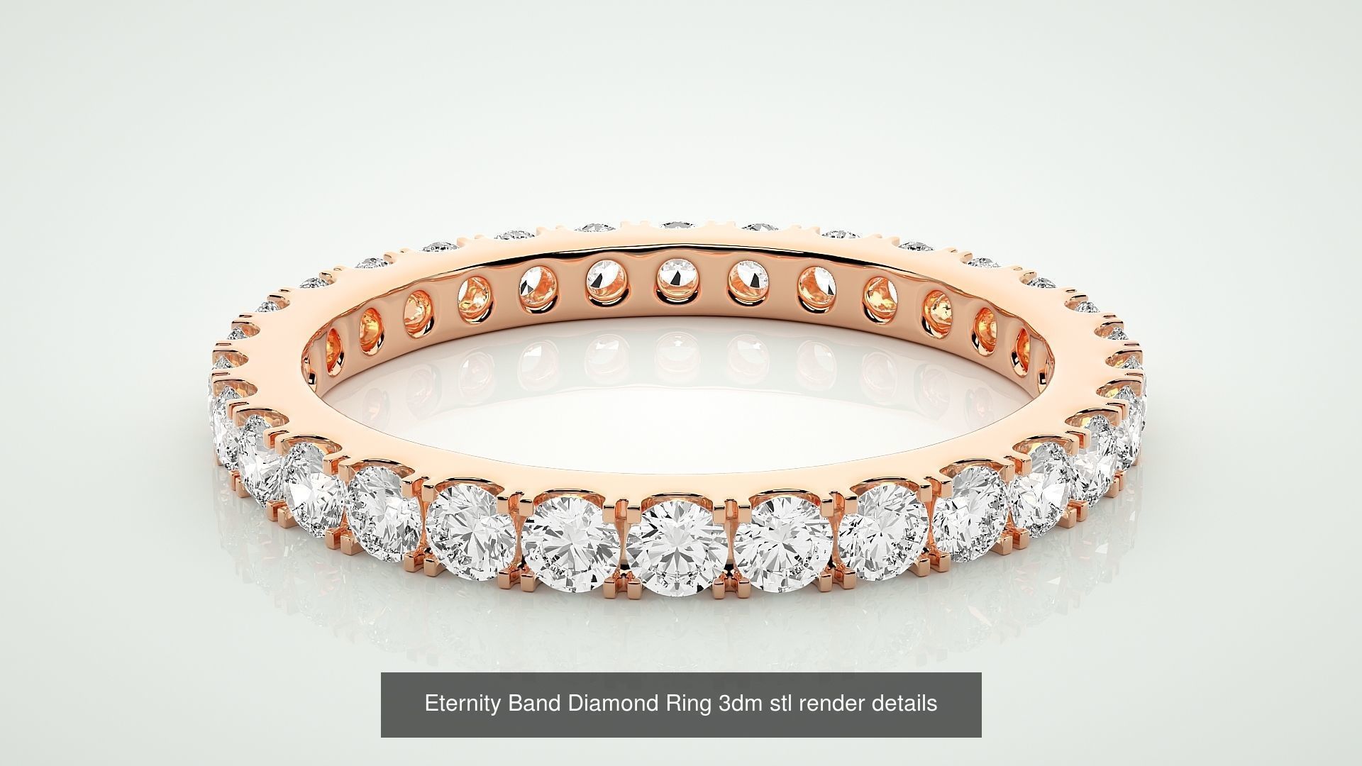 138 Eternity Band Diamond Ring 3dm stl render detail 3D Model Collection_53