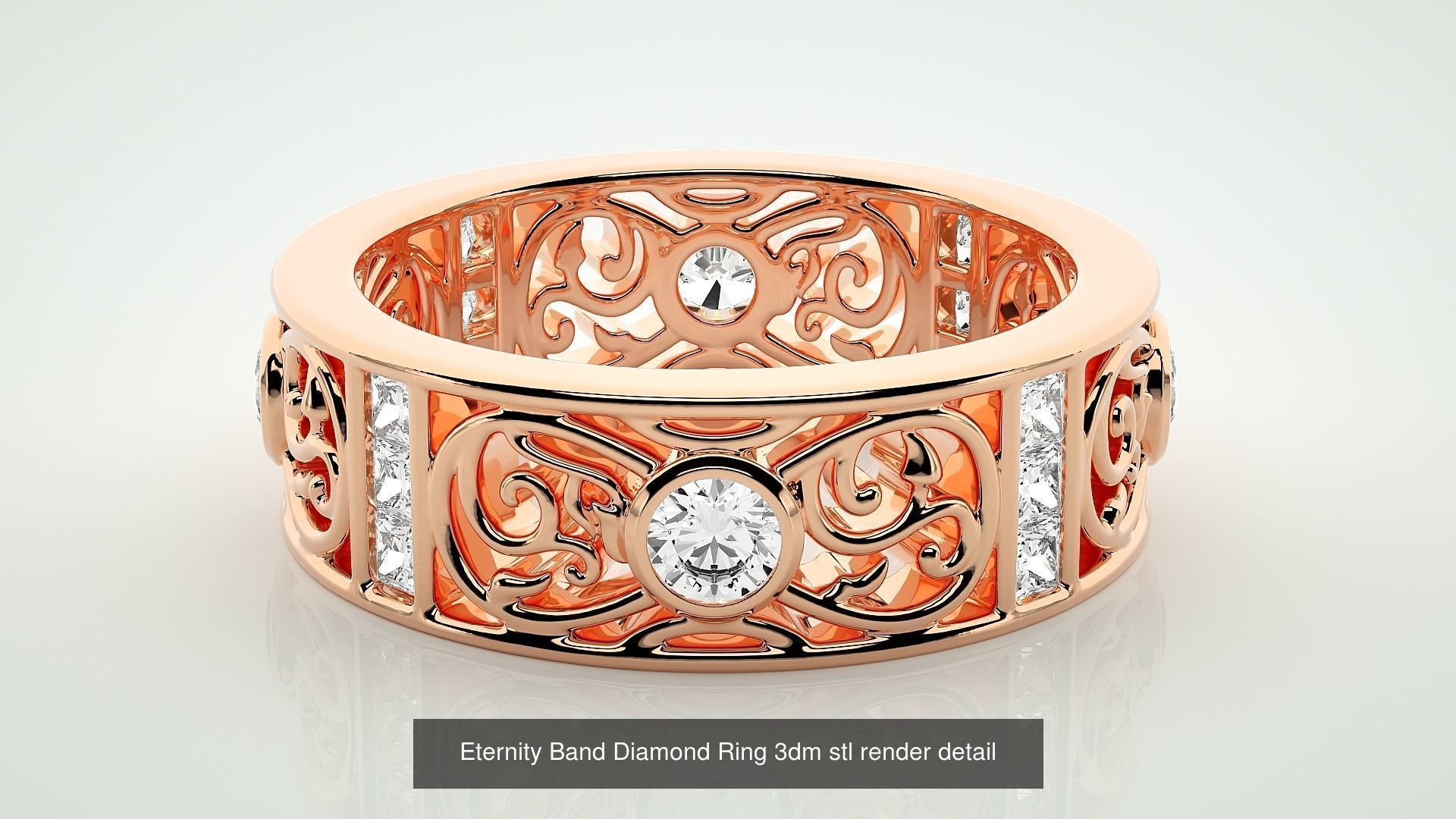 138 Eternity Band Diamond Ring 3dm stl render detail 3D Model Collection_13