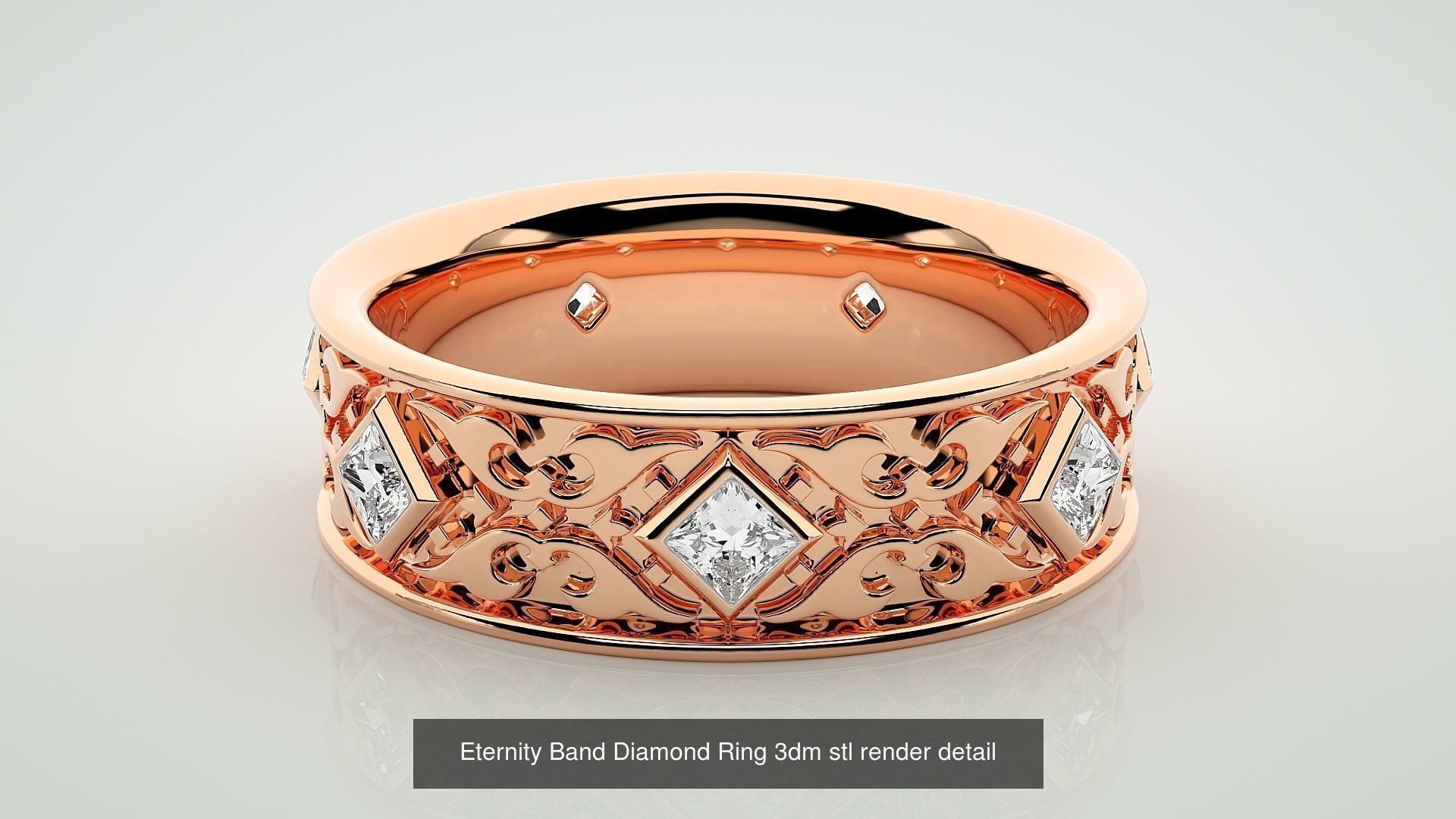 138 Eternity Band Diamond Ring 3dm stl render detail 3D Model Collection_29