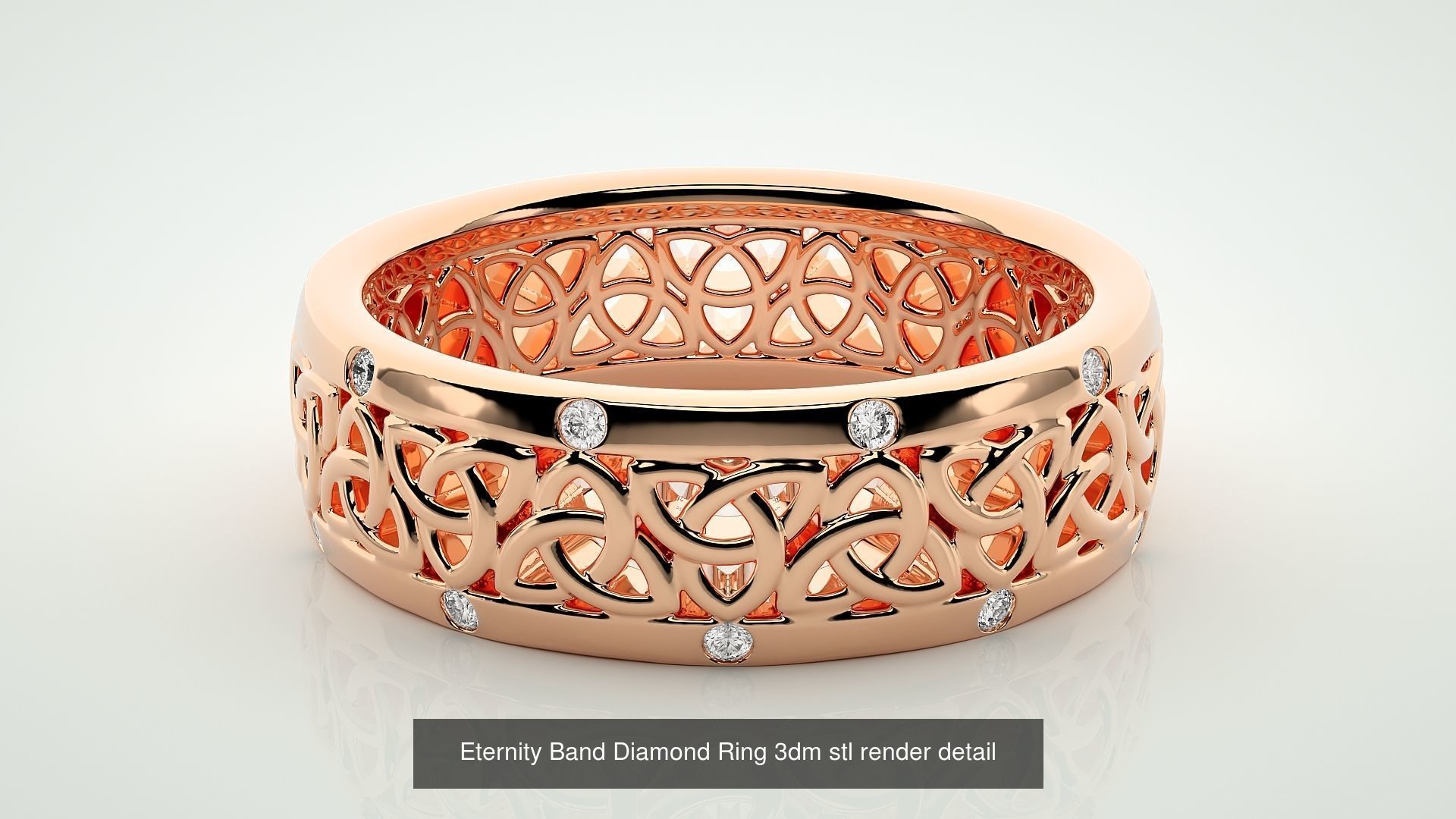 138 Eternity Band Diamond Ring 3dm stl render detail 3D Model Collection_21