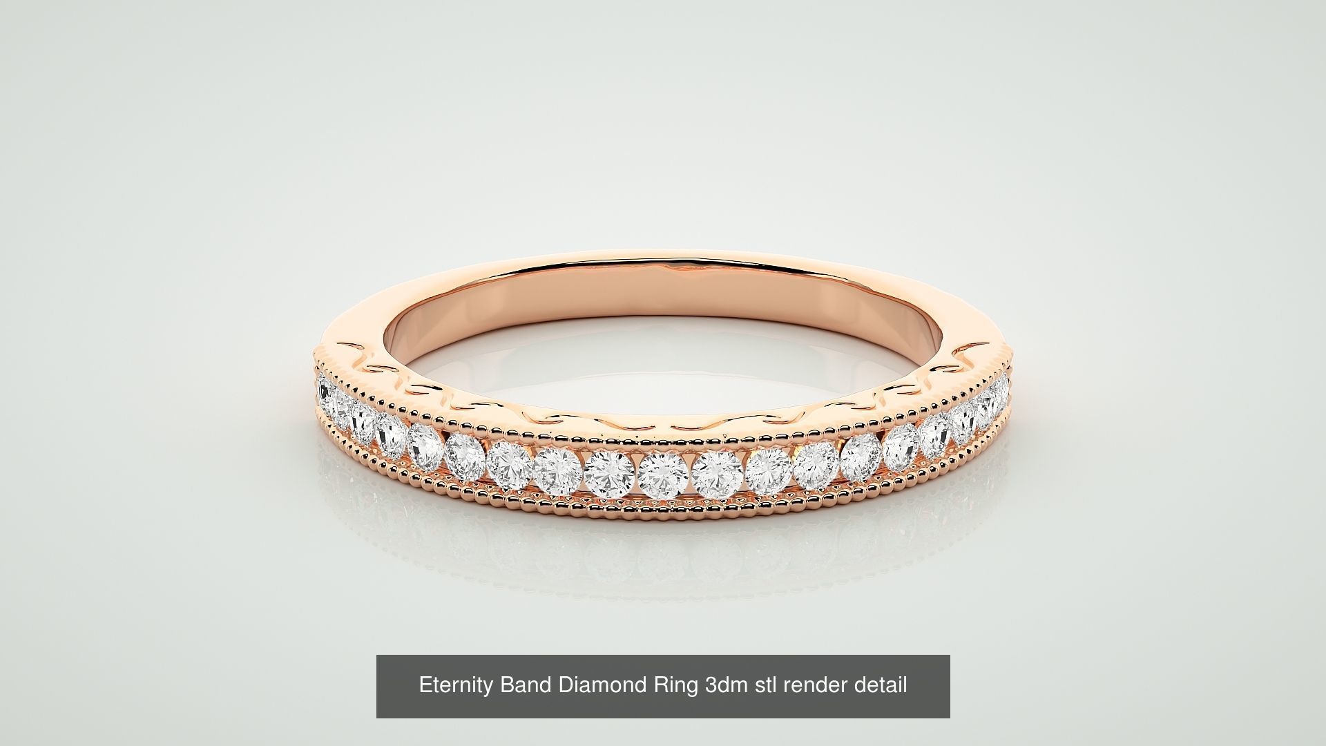 138 Eternity Band Diamond Ring 3dm stl render detail 3D Model Collection_125