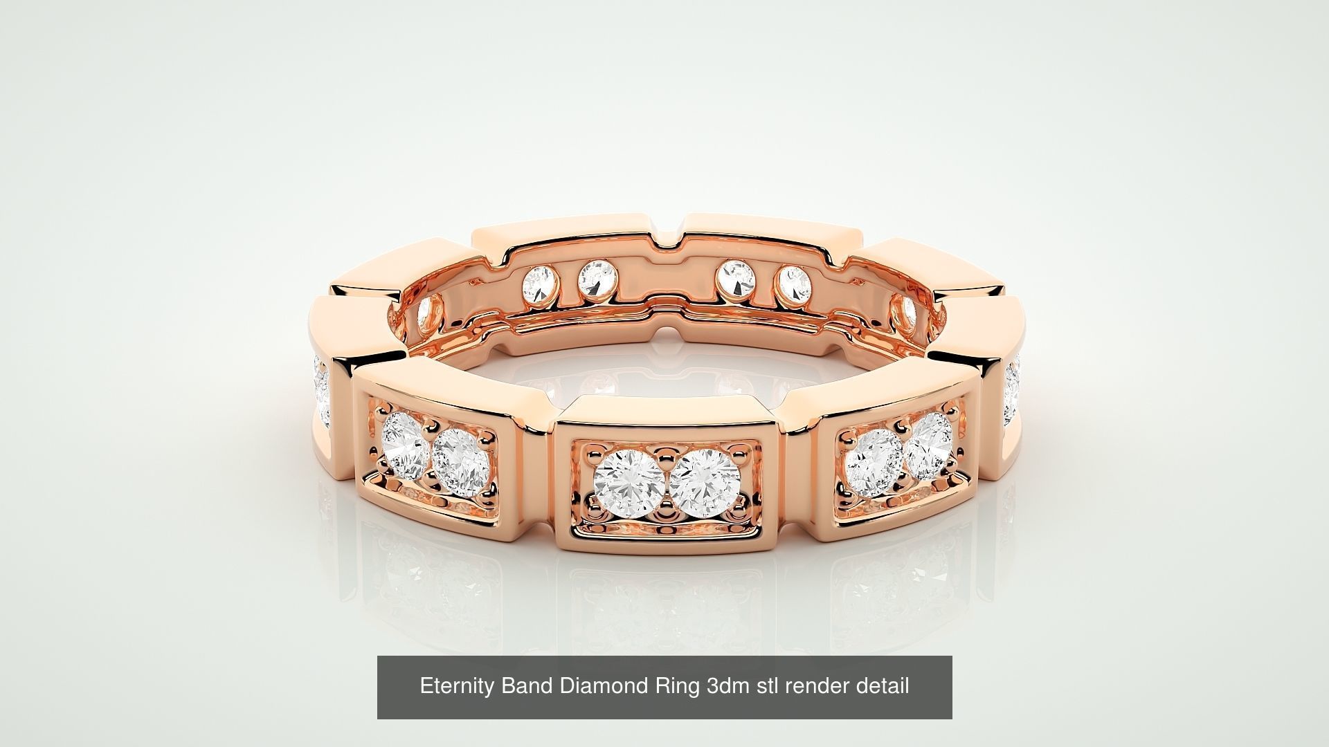 138 Eternity Band Diamond Ring 3dm stl render detail 3D Model Collection_10