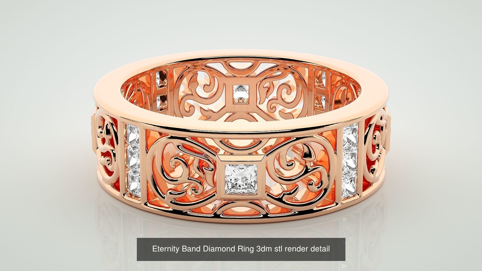 138 Eternity Band Diamond Ring 3dm stl render detail 3D Model Collection_24