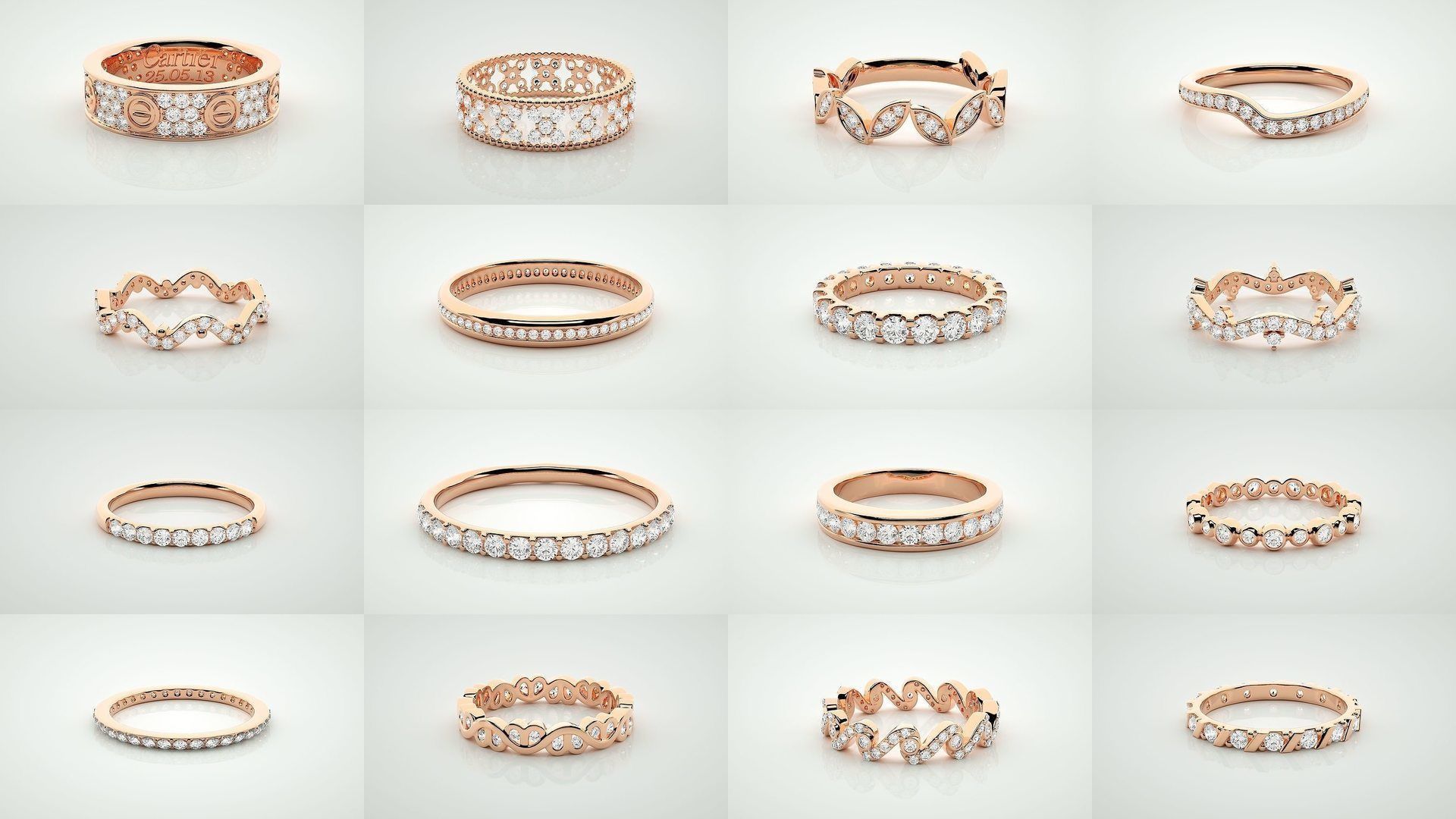 138 Eternity Band Diamond Ring 3dm stl render detail 3D Model Collection_2