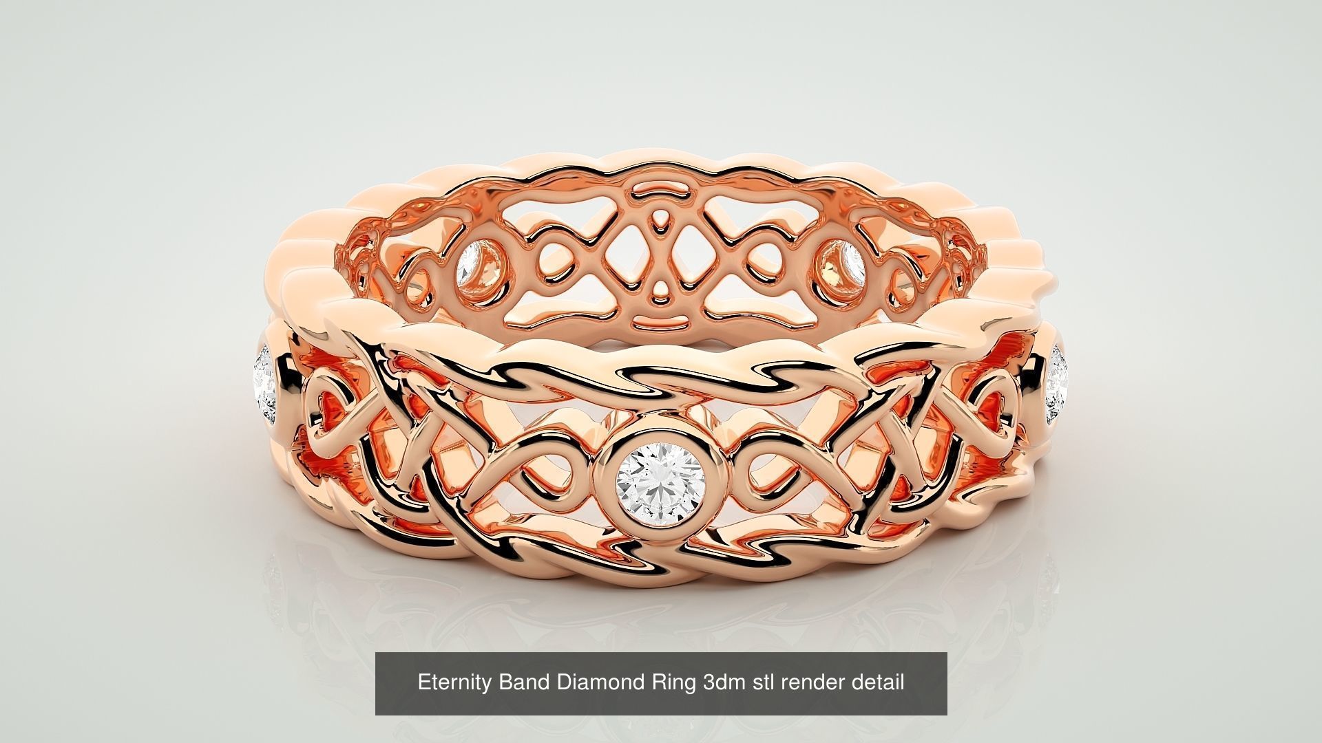 138 Eternity Band Diamond Ring 3dm stl render detail 3D Model Collection_22