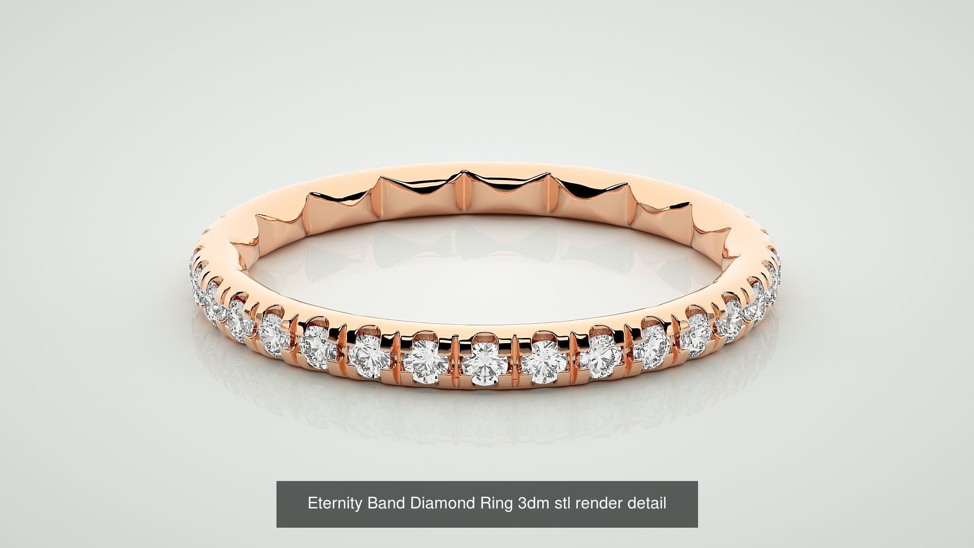 138 Eternity Band Diamond Ring 3dm stl render detail 3D Model Collection_52