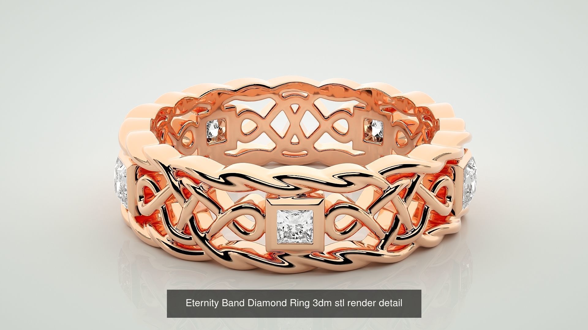 138 Eternity Band Diamond Ring 3dm stl render detail 3D Model Collection_35