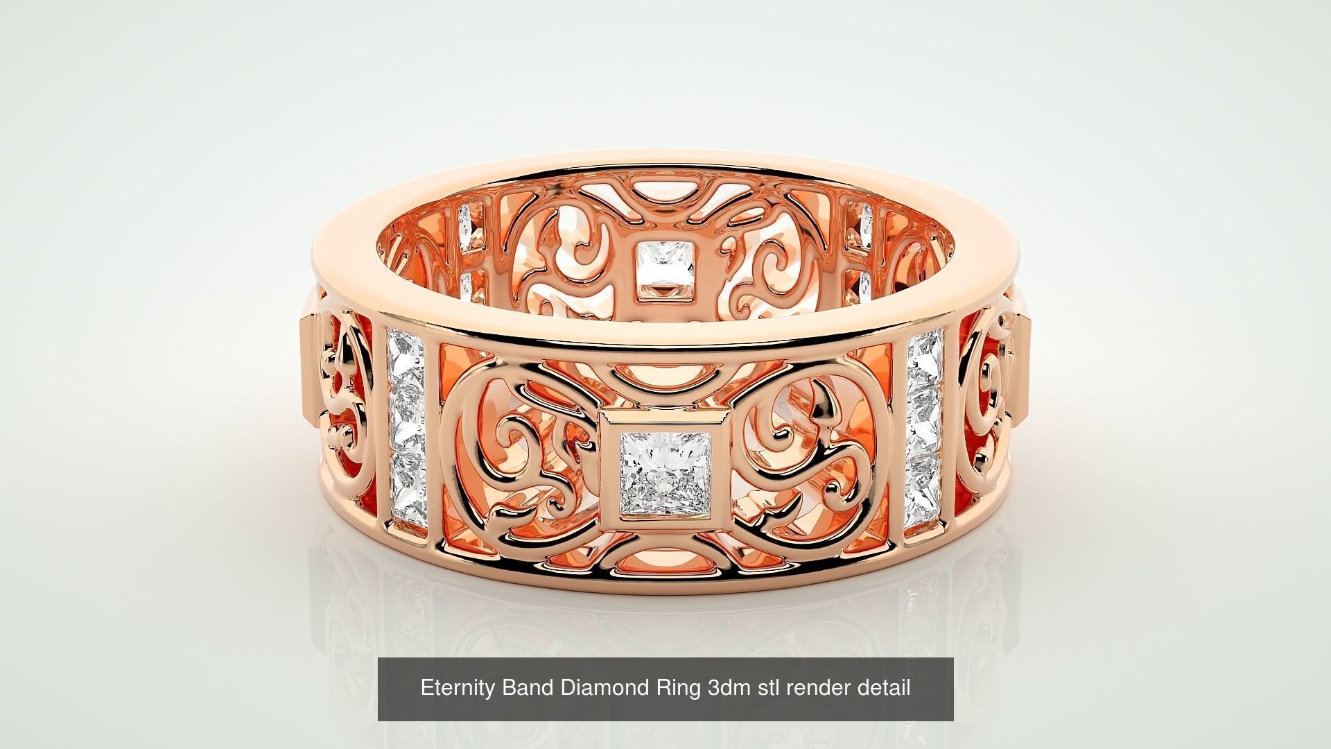 138 Eternity Band Diamond Ring 3dm stl render detail 3D Model Collection_18