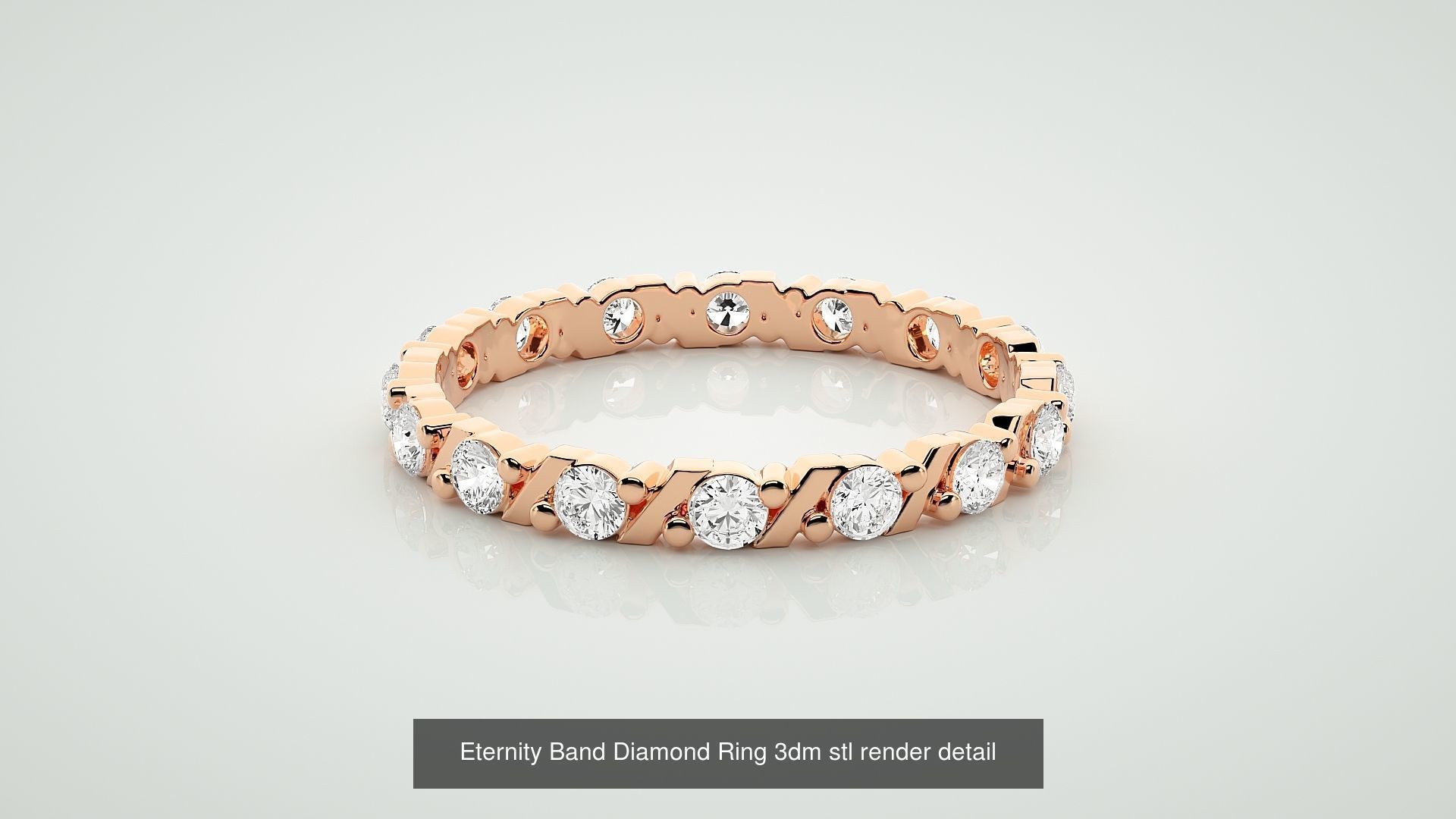 138 Eternity Band Diamond Ring 3dm stl render detail 3D Model Collection_118