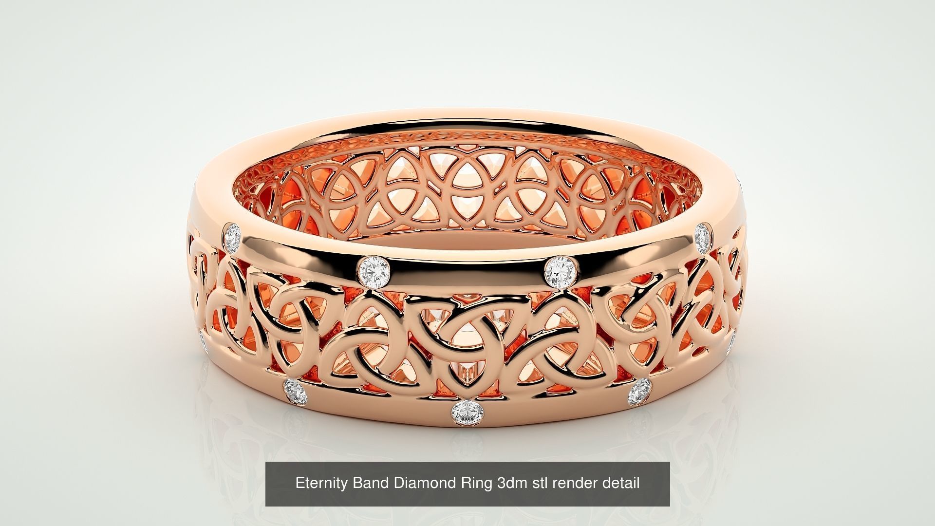 138 Eternity Band Diamond Ring 3dm stl render detail 3D Model Collection_19