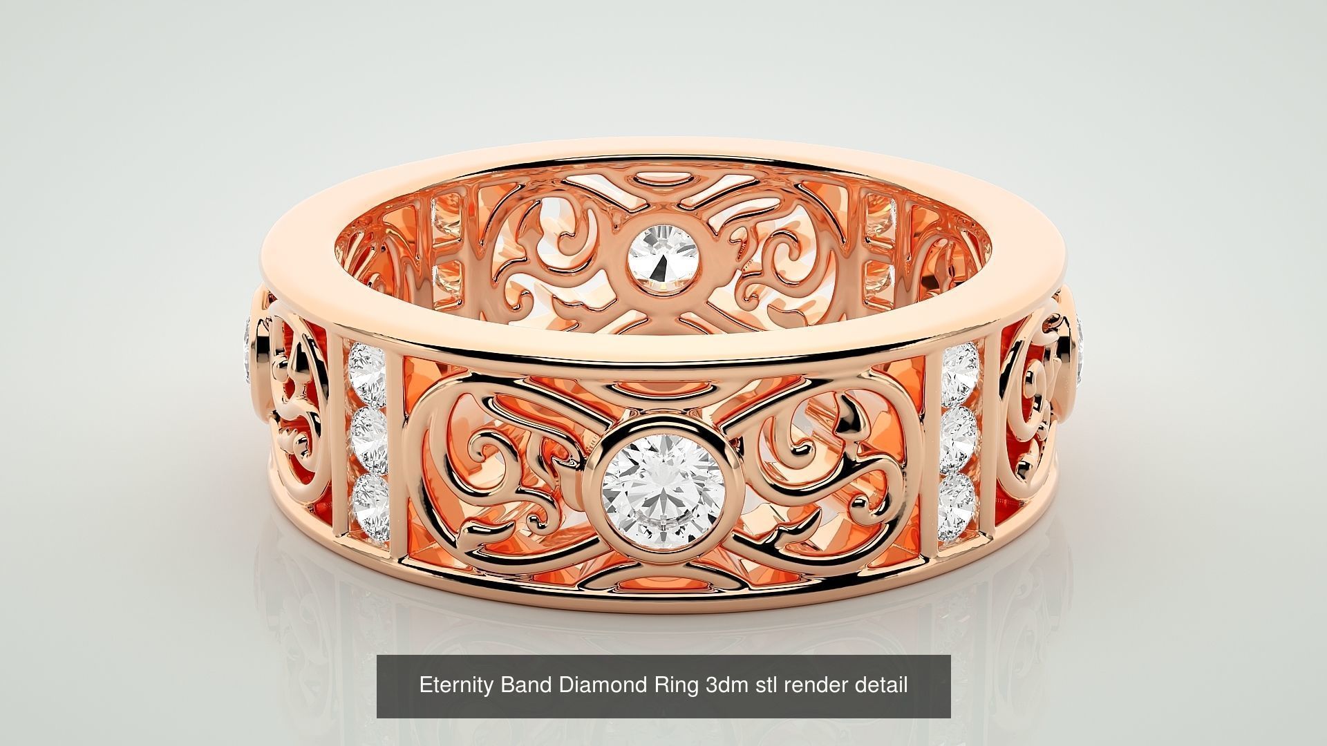 138 Eternity Band Diamond Ring 3dm stl render detail 3D Model Collection_28