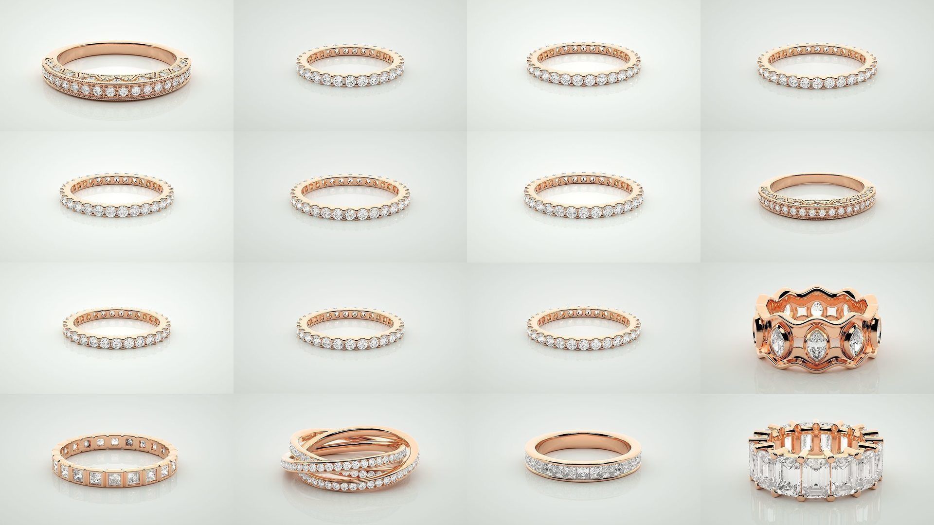 138 Eternity Band Diamond Ring 3dm stl render detail 3D Model Collection_5