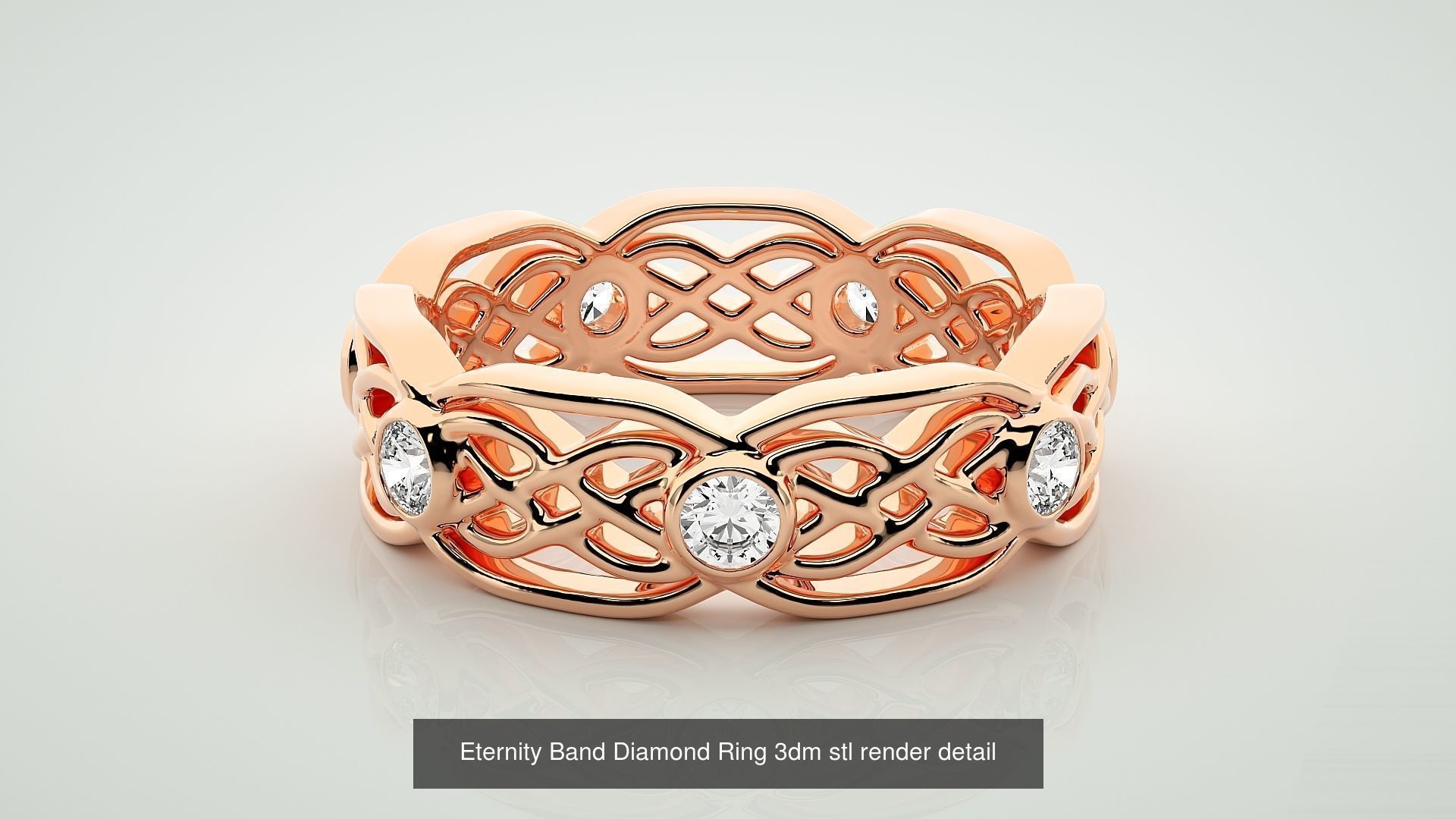 138 Eternity Band Diamond Ring 3dm stl render detail 3D Model Collection_38