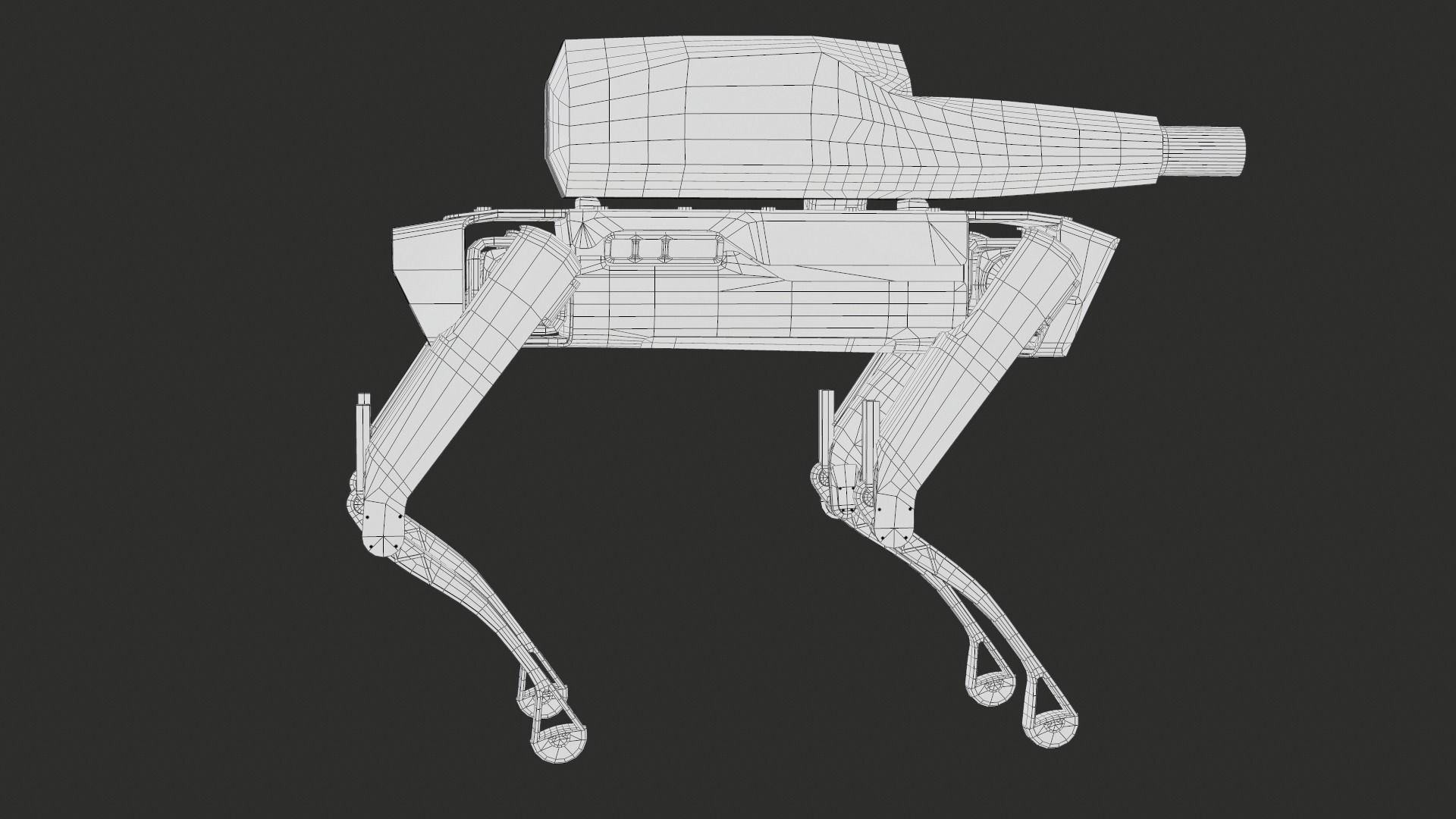 Military Robot Dog With The Rifle Gameready PBR Low-poly 3D model_30