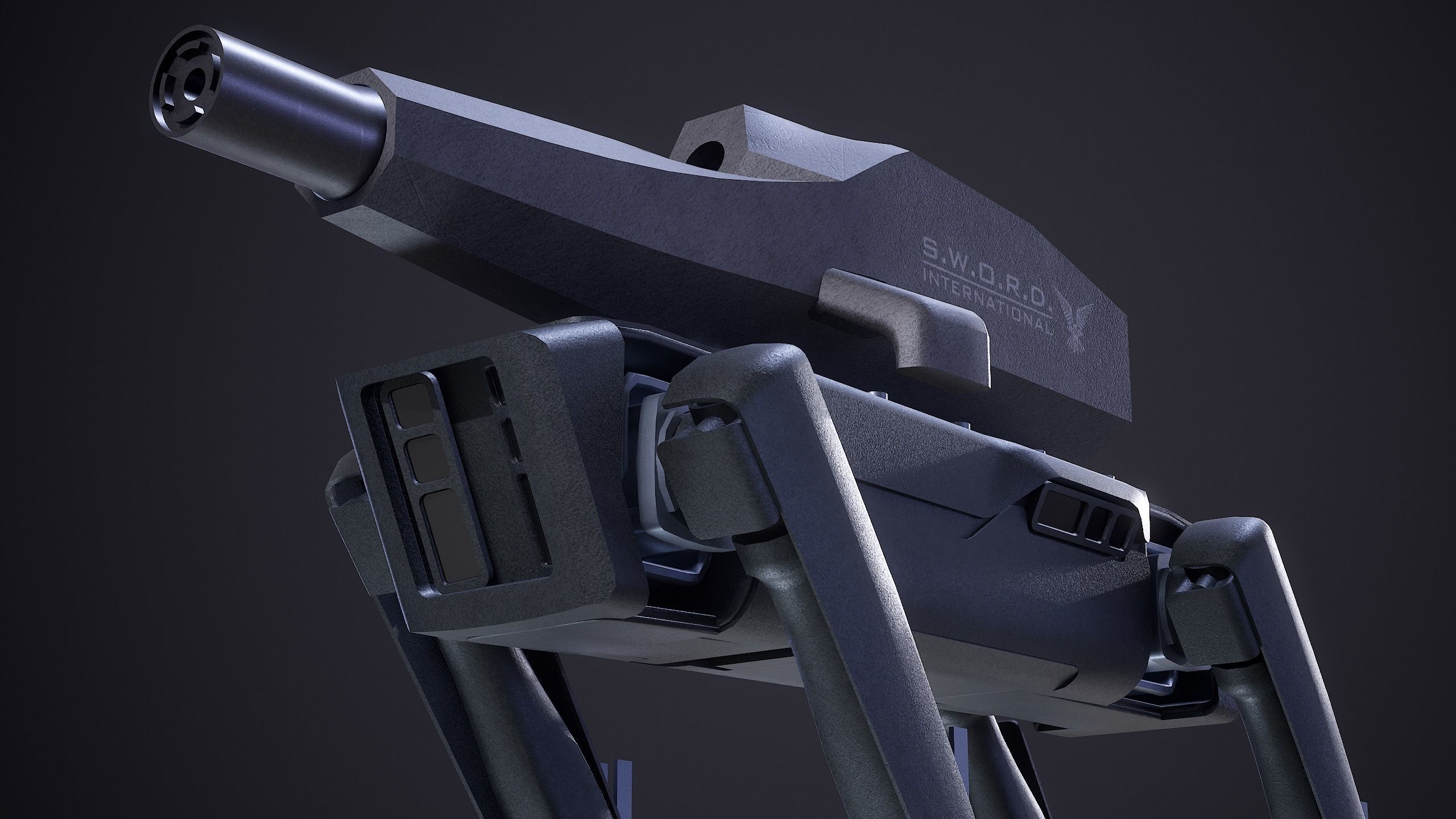 Military Robot Dog With The Rifle Gameready PBR Low-poly 3D model_15