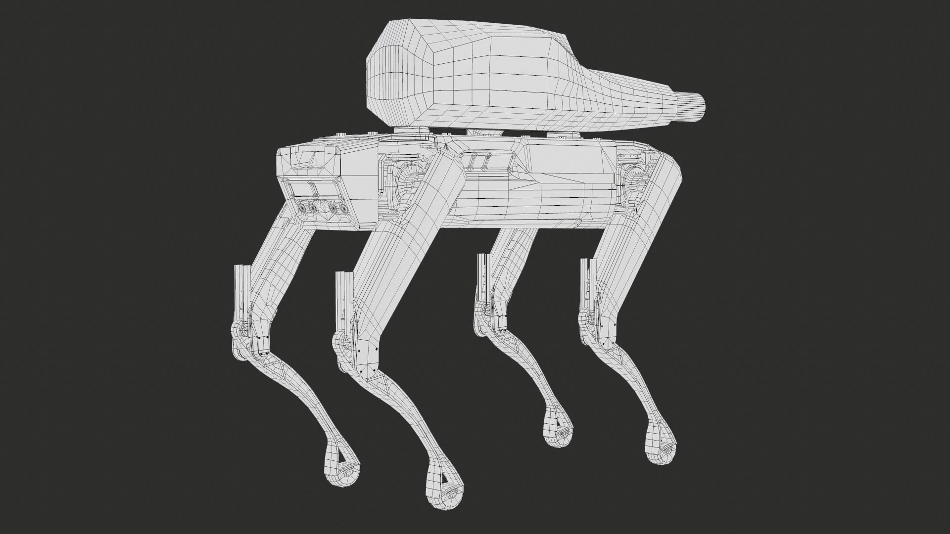 Military Robot Dog With The Rifle Gameready PBR Low-poly 3D model_33