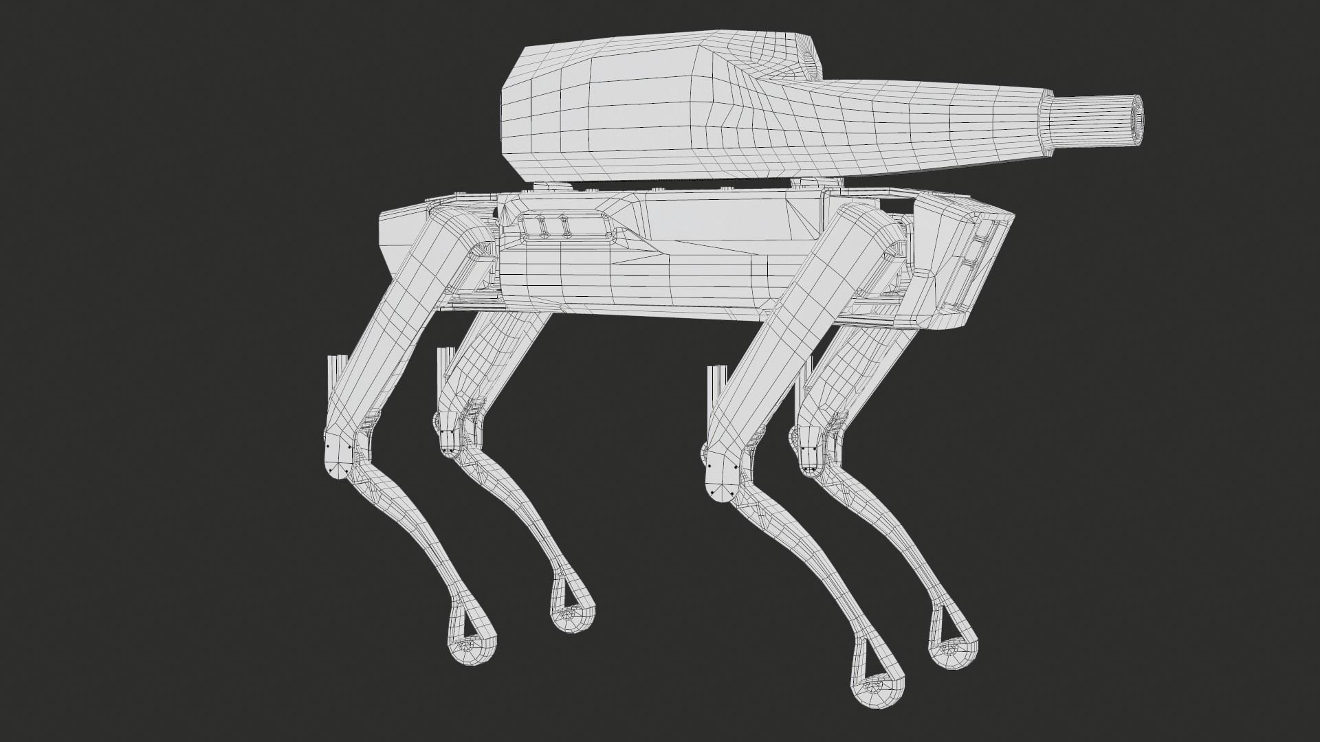 Military Robot Dog With The Rifle Gameready PBR Low-poly 3D model_27